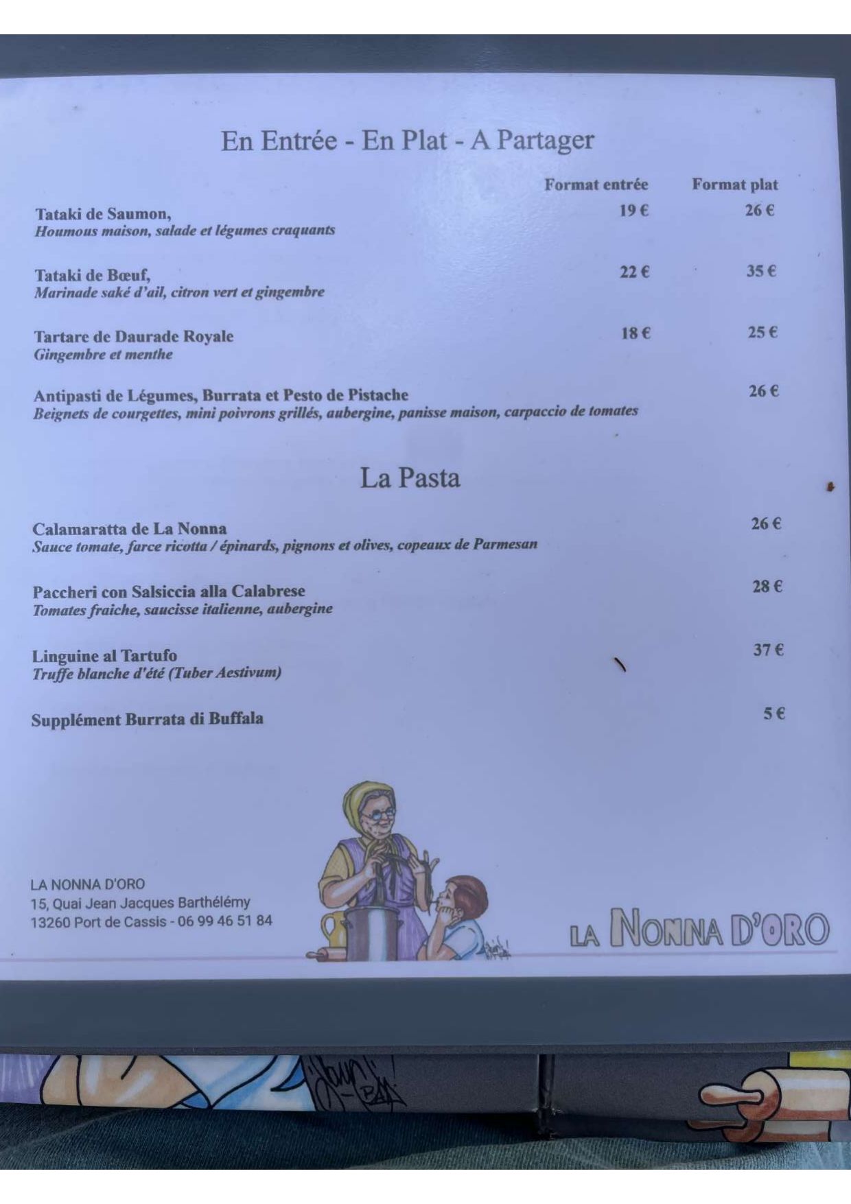 La nonna menu online