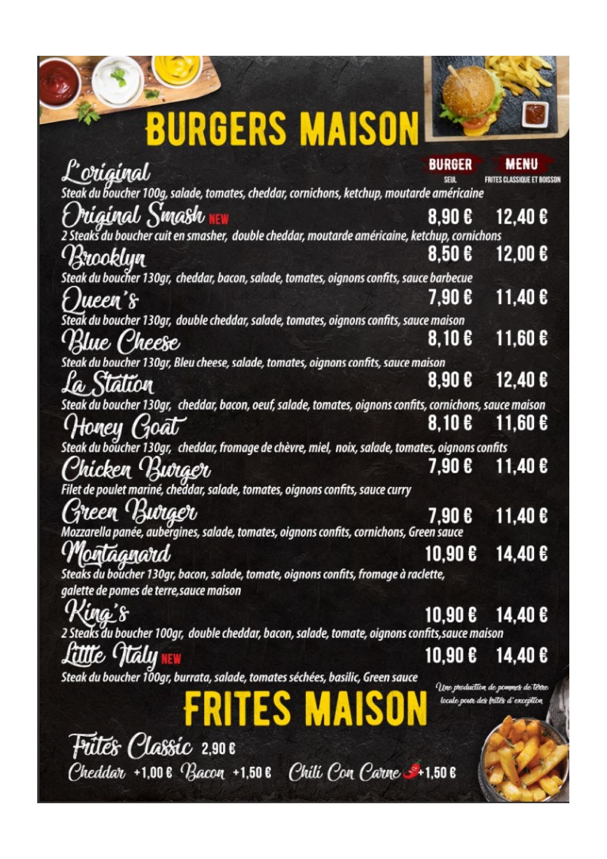 Burger cheap station menu