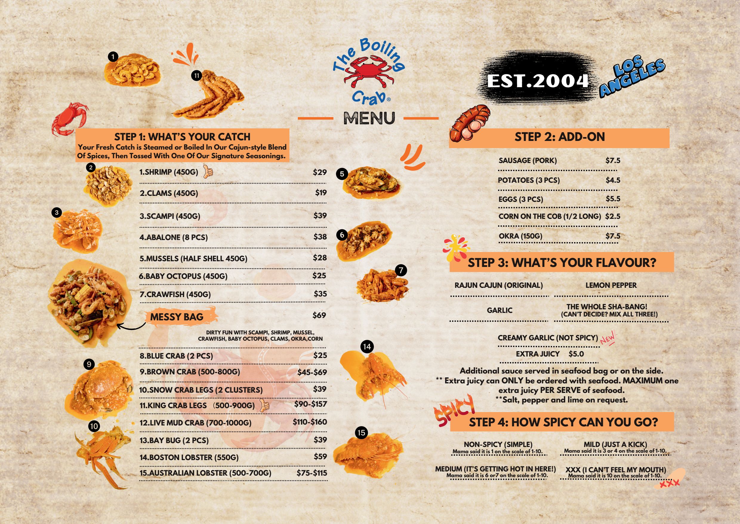 Boiling crab menu deals