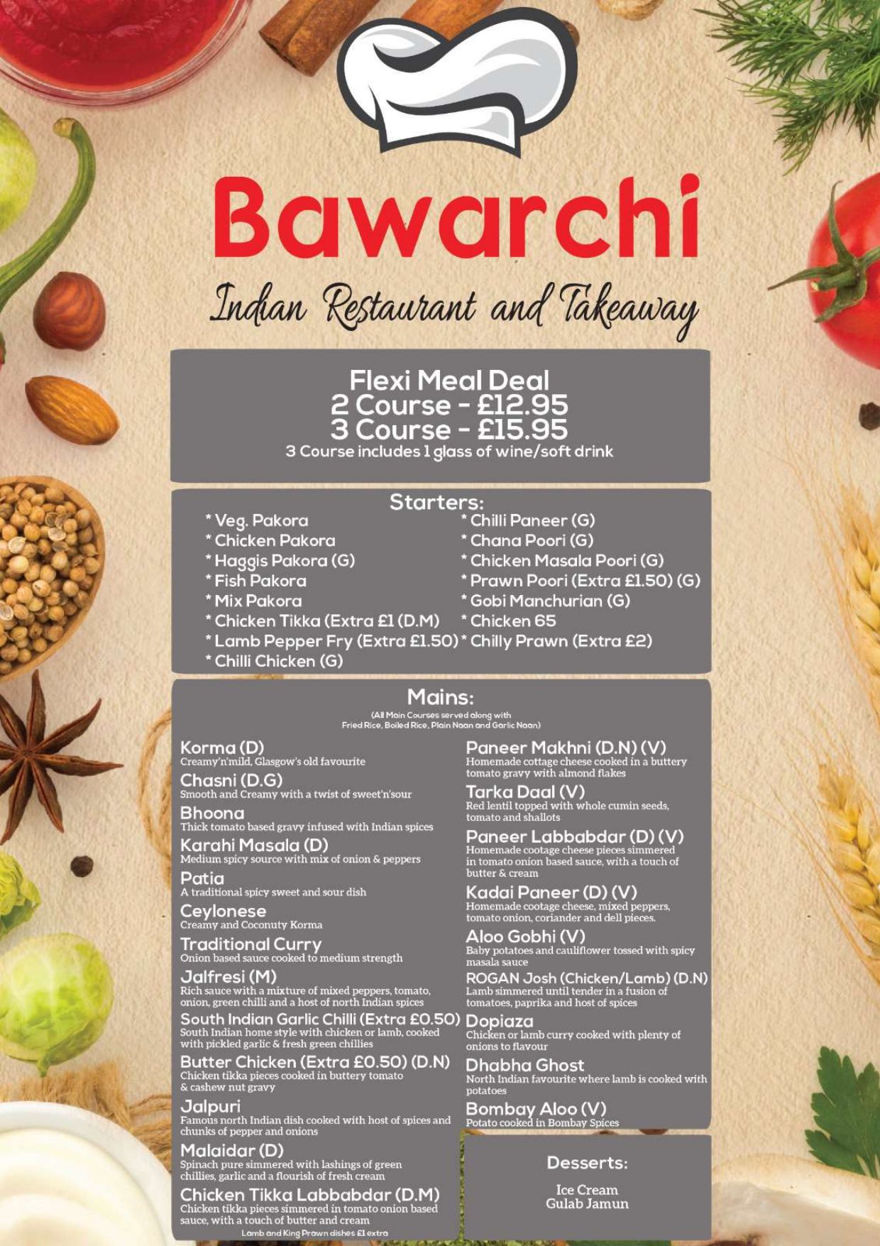 Bawarchi menu 2024