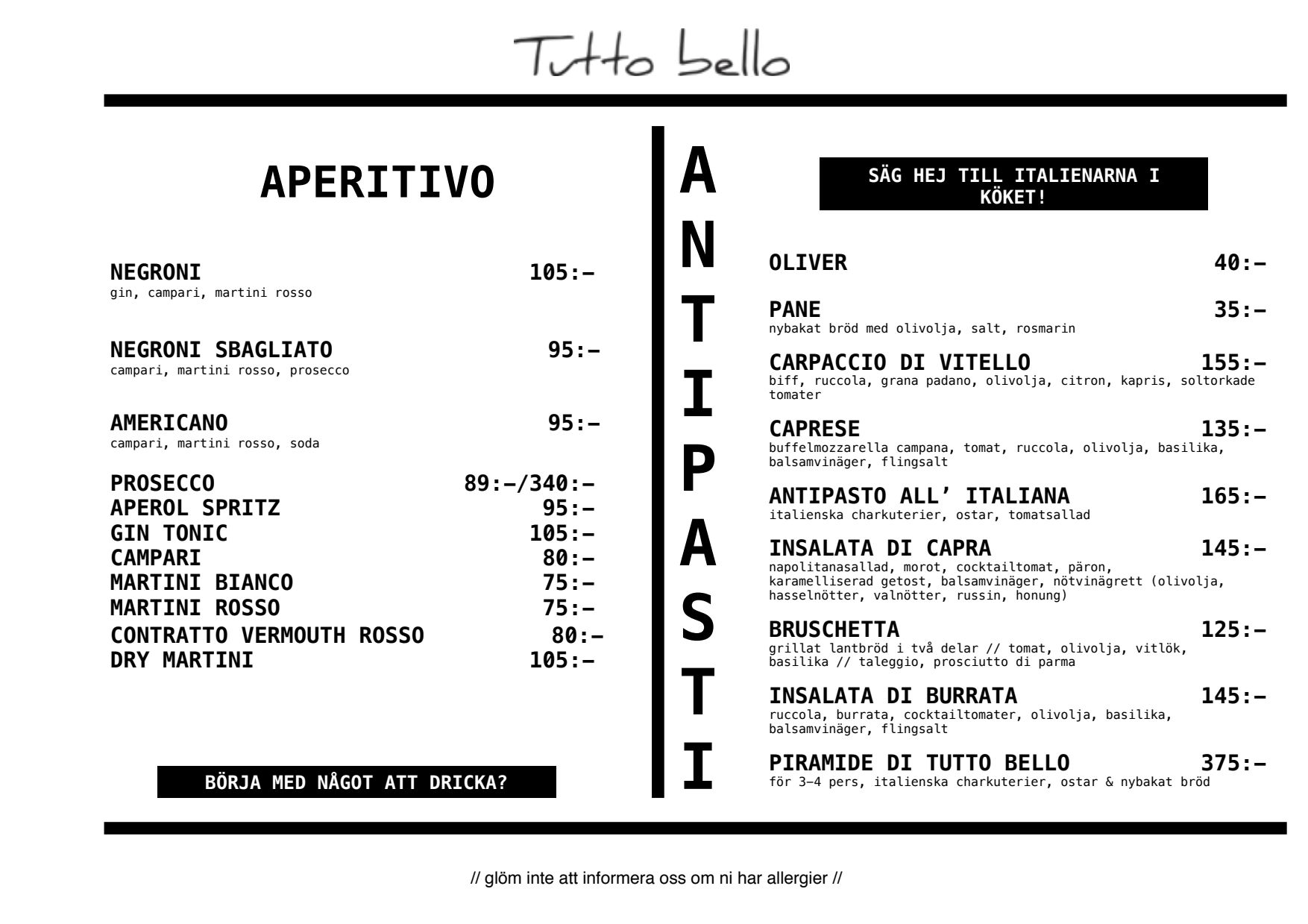 Tutto Bello — Italian Restaurant in Norrmalm