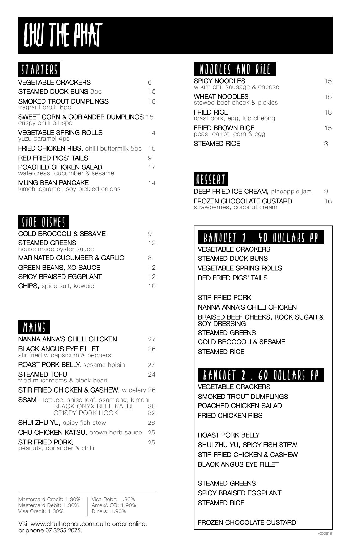 Menu 2024 Chu the Phat in South Brisbane QLD TheFork