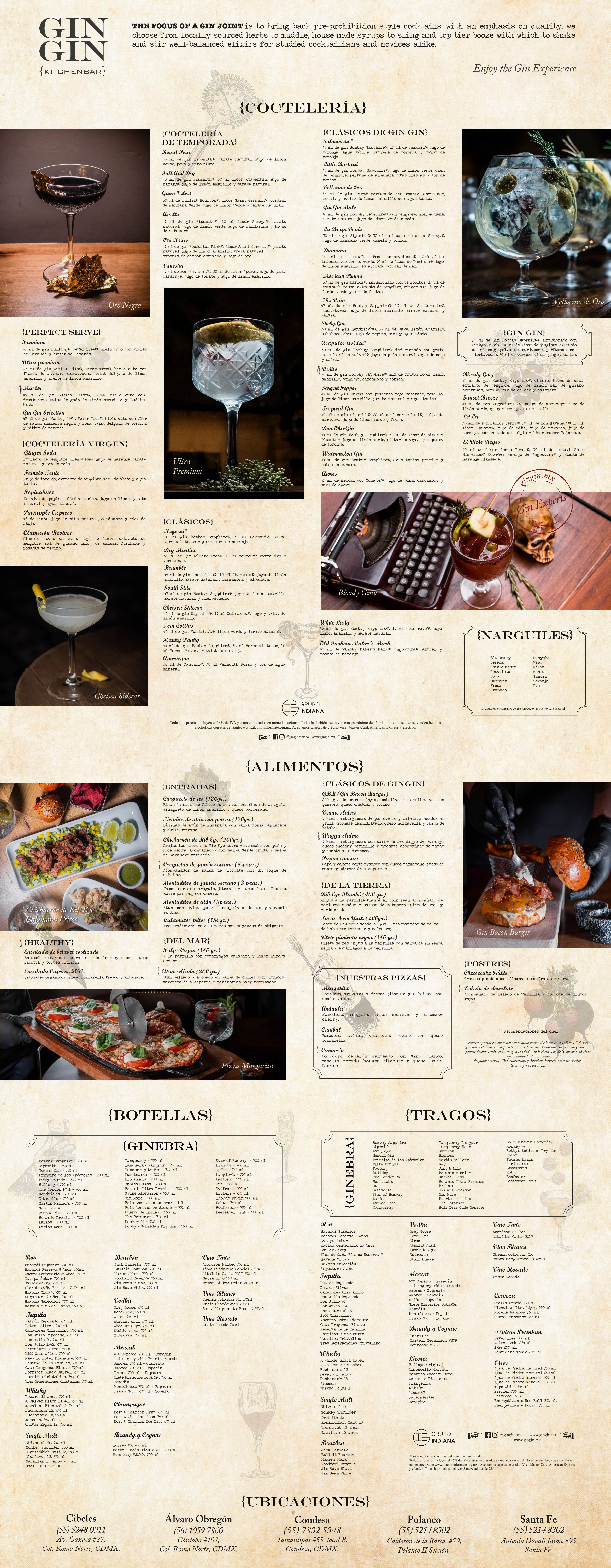 Menus Gin Gin Condesa In Mexico City Thefork