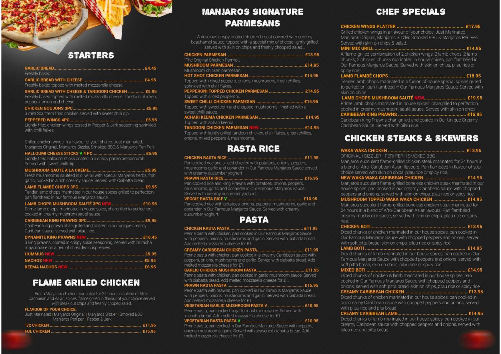 Menus 2024 Manjaros Southall in Southall TheFork