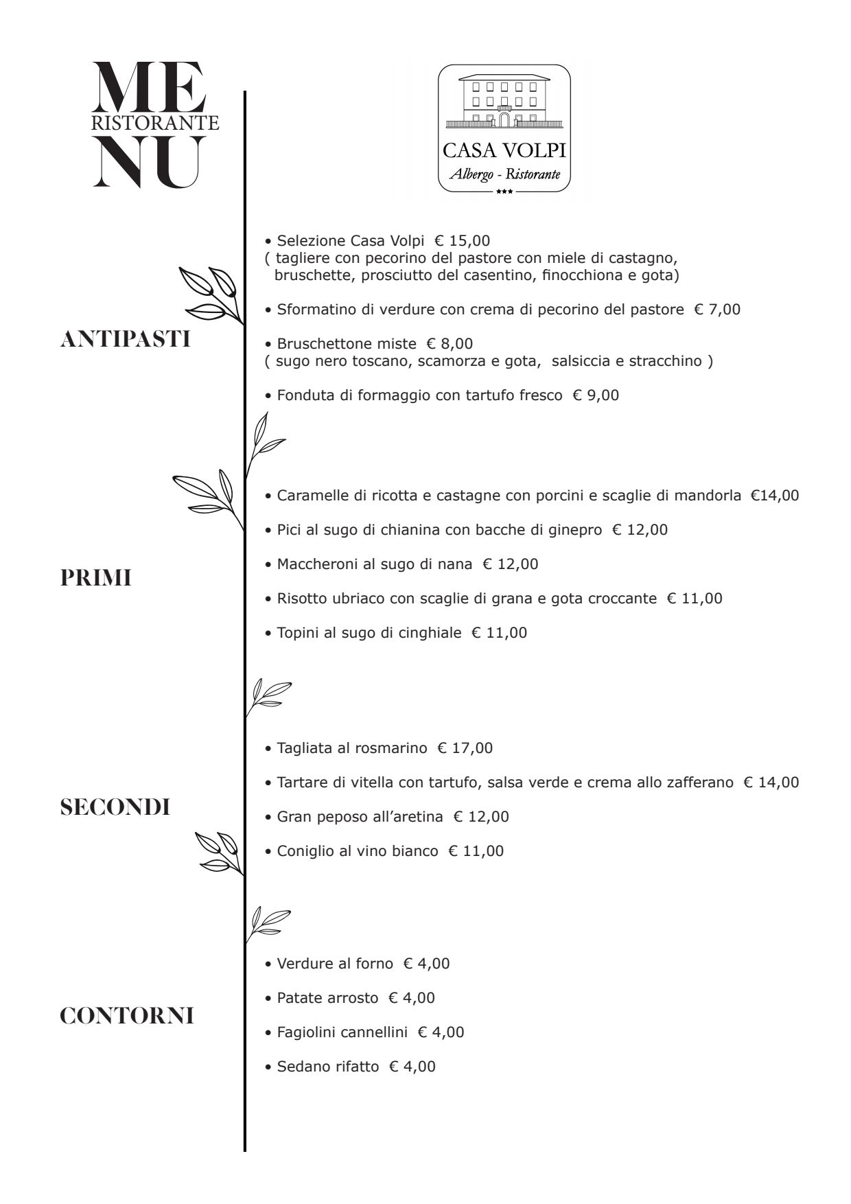 Men completo e carta 2024 Casa Volpi a Arezzo TheFork