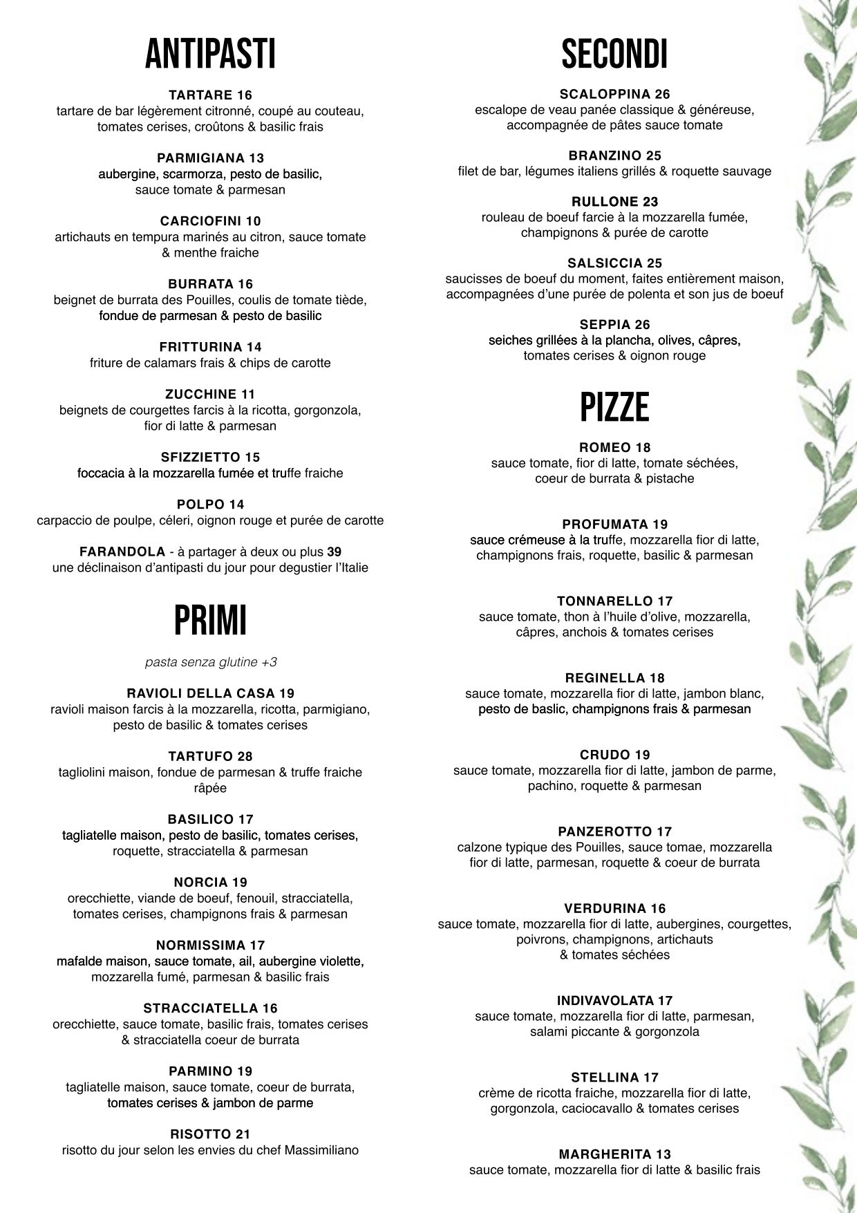 Buca menu discount