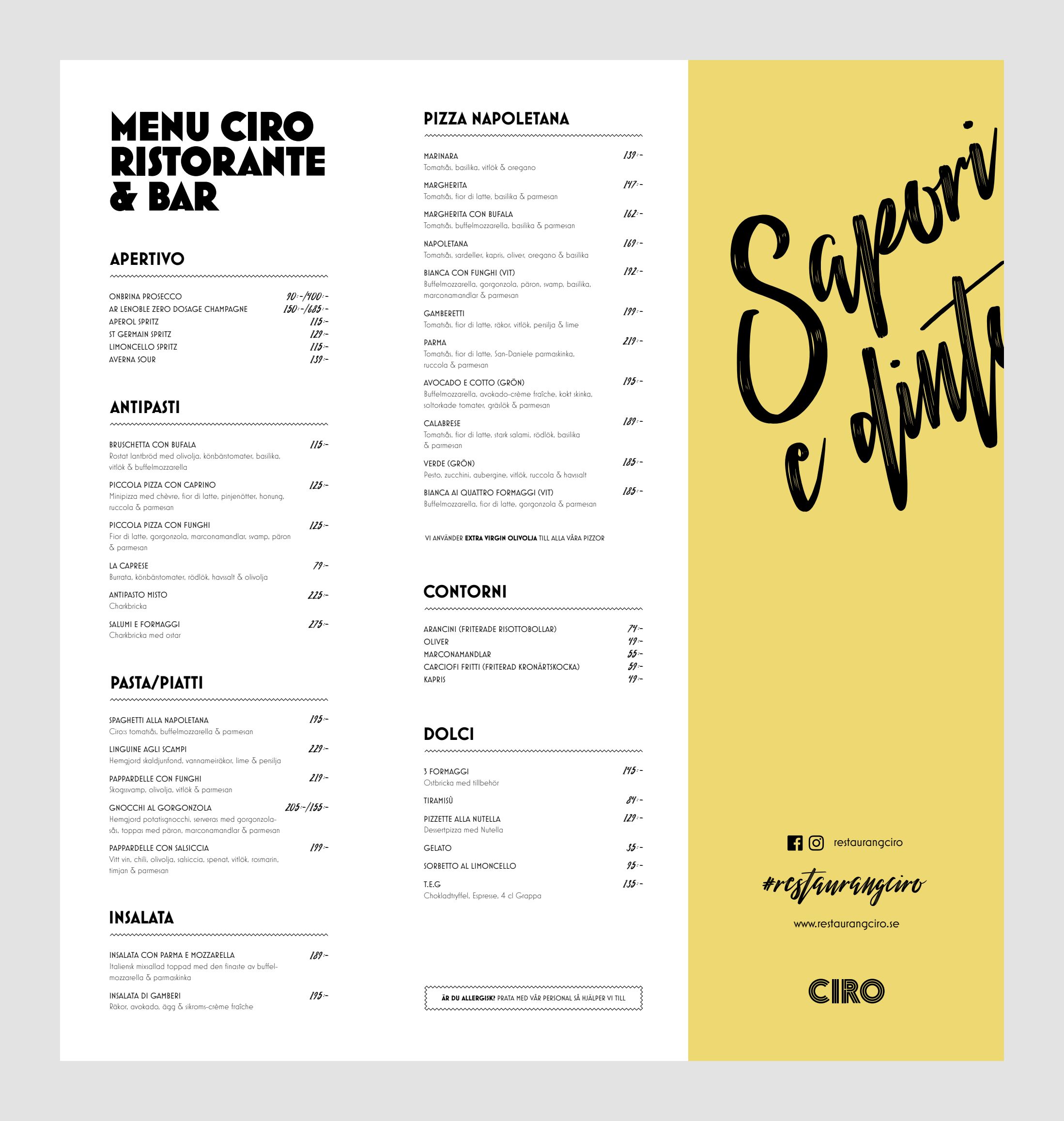 Menu 2024 Restaurang Ciro in J nk ping TheFork