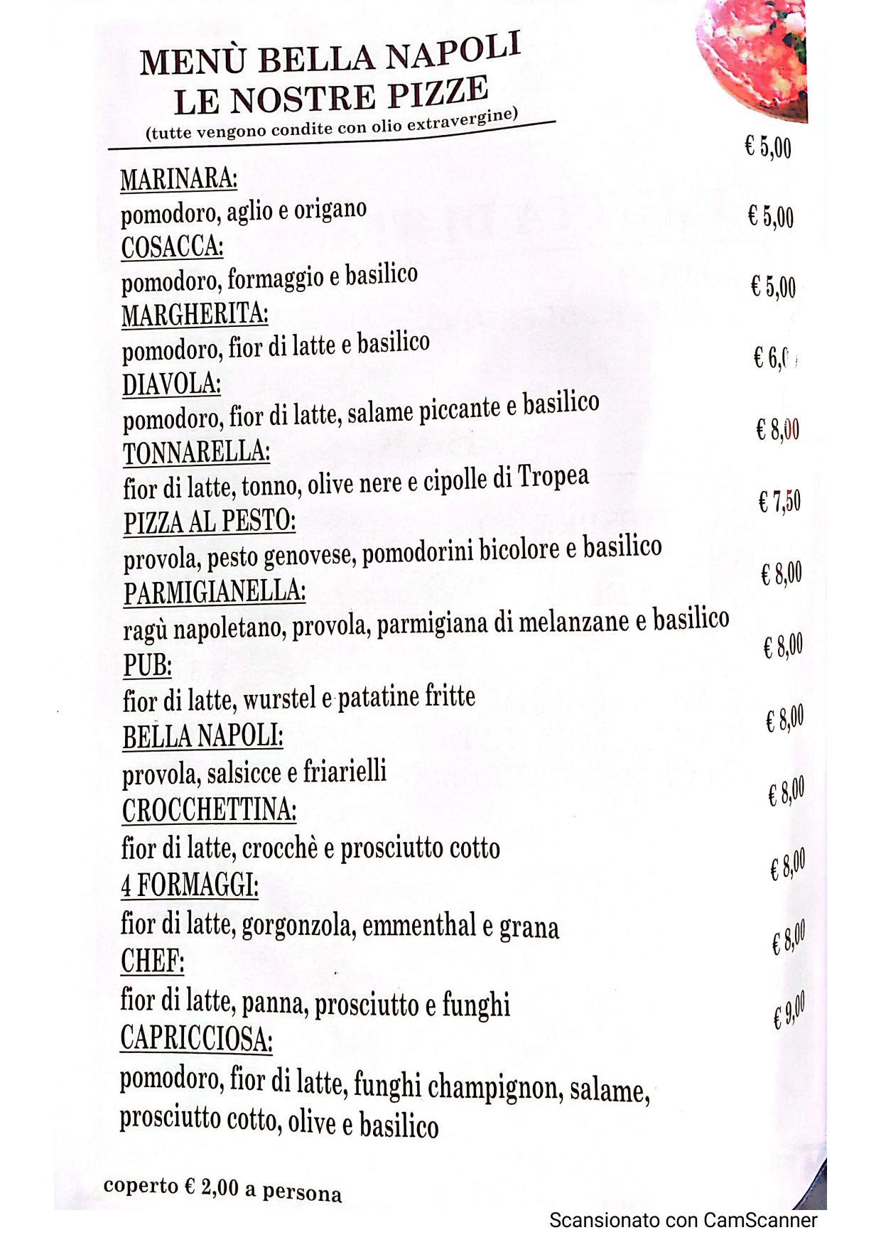 Carte et Menus 2024 Bella Napoli Naples TheFork