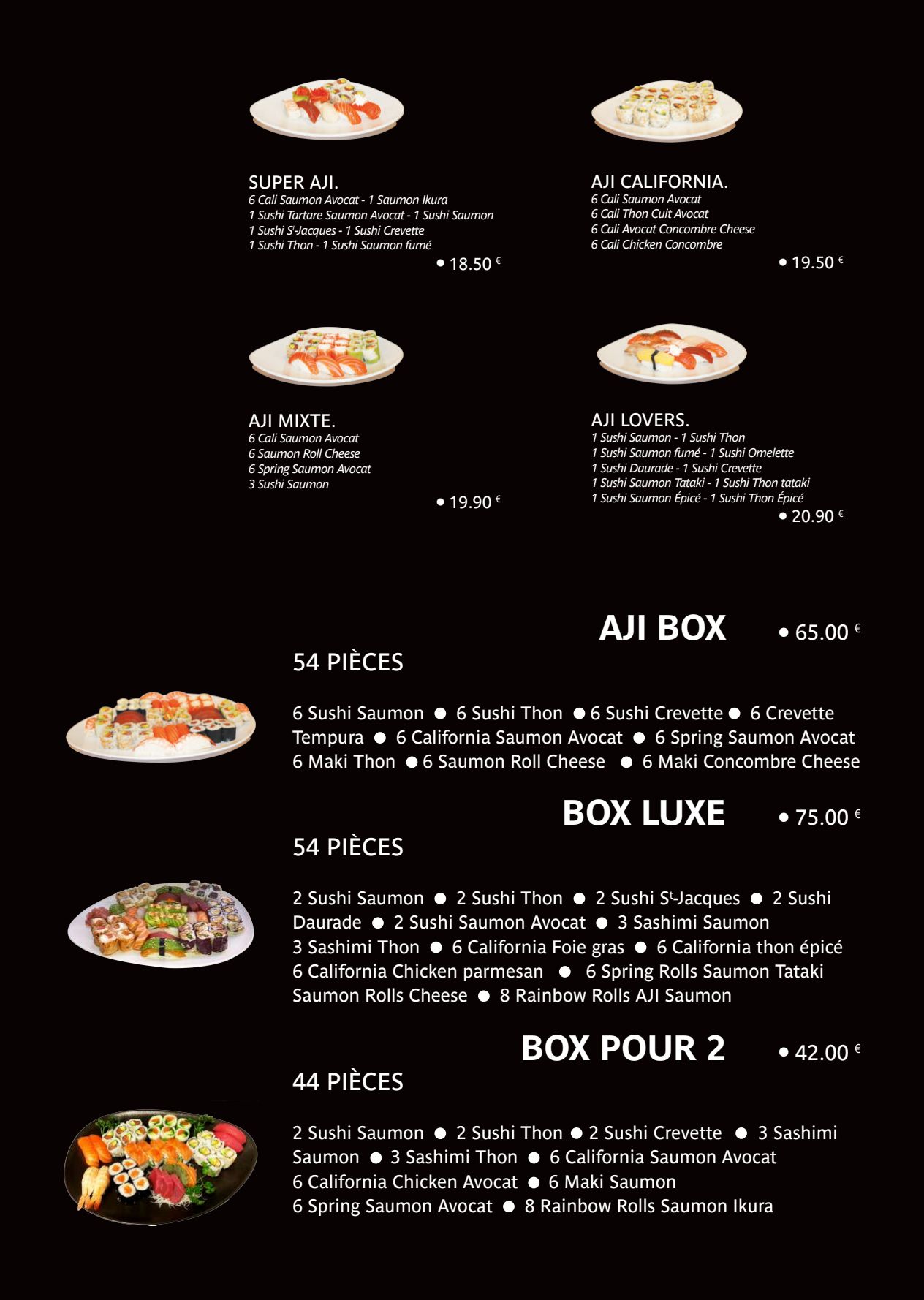 Aji outlet sushi menu