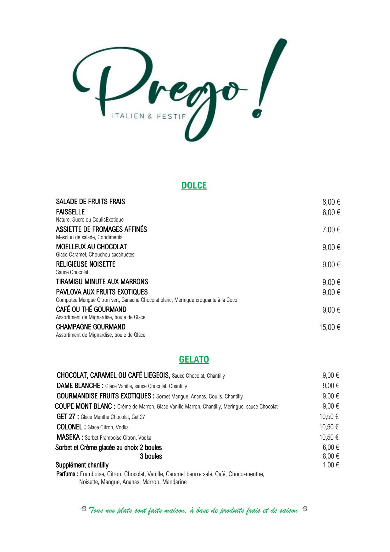 Menu 2024 Prego in Bourgoin Jallieu TheFork
