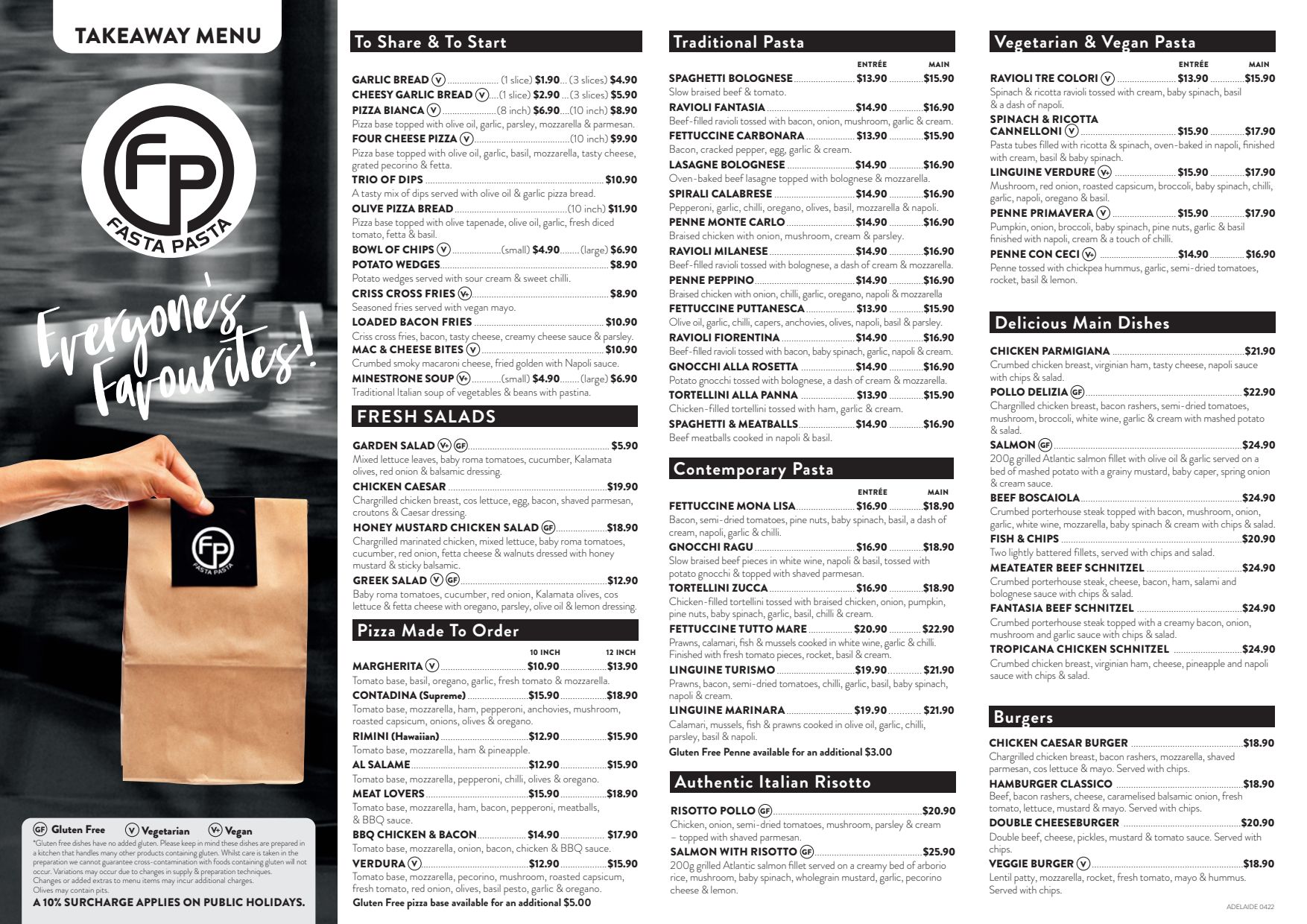Fasta pasta menu deals