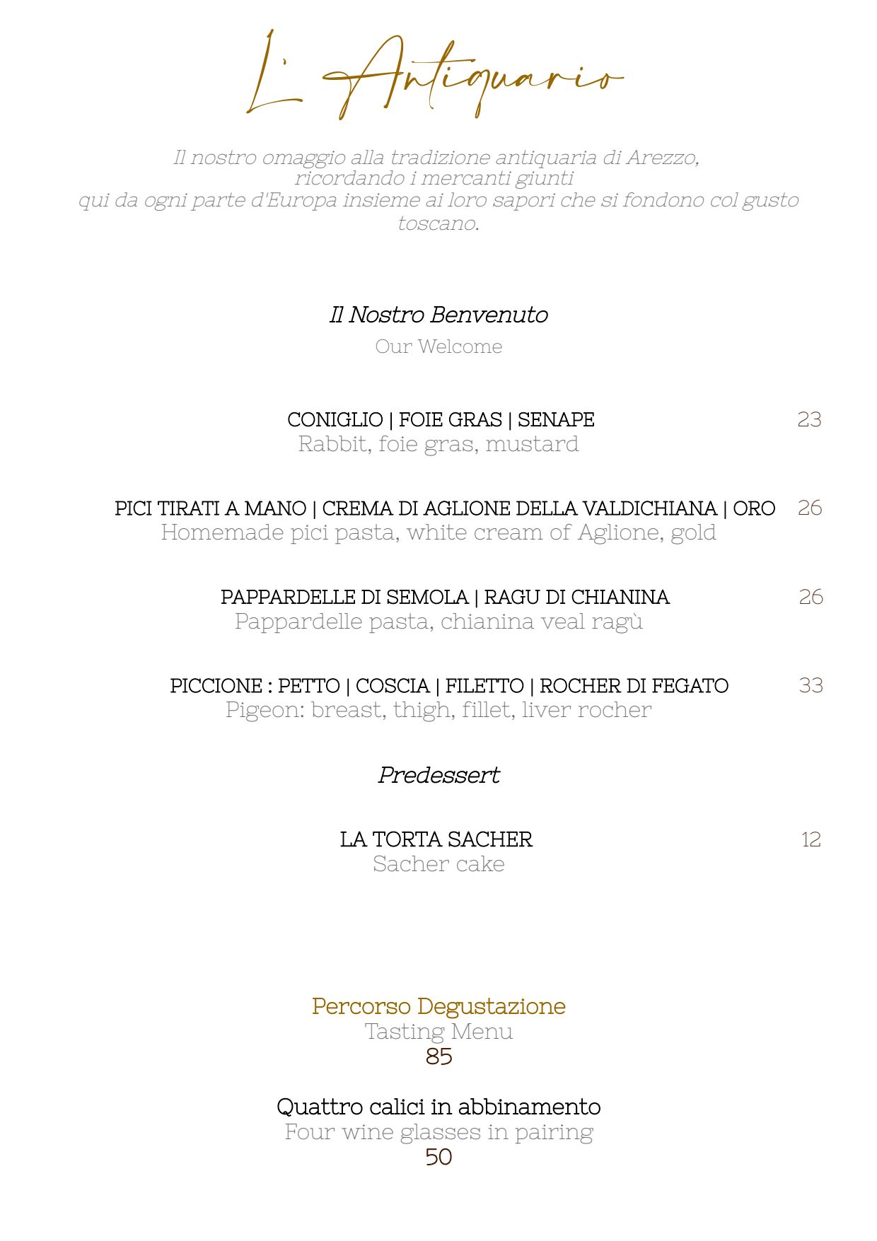 Menus 2024 Osteria Grande in Arezzo TheFork