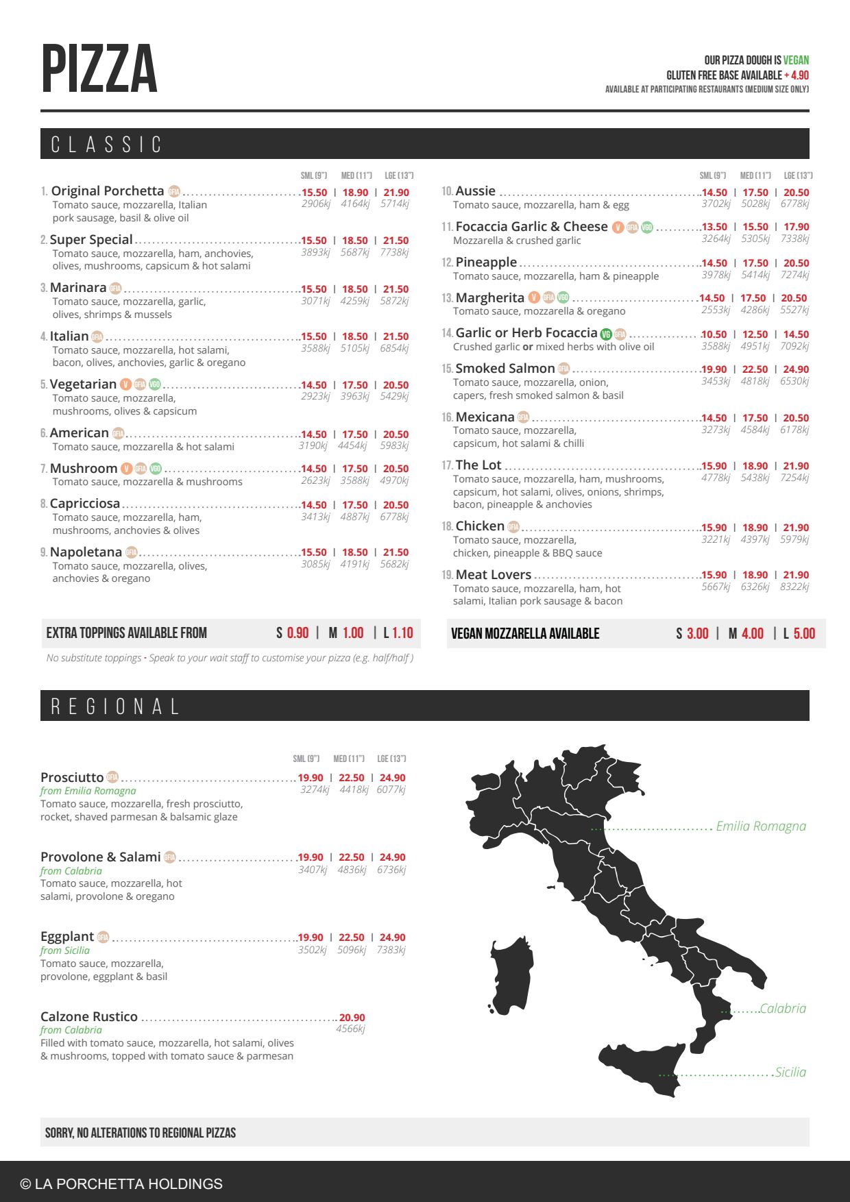 La on sale porchetta menu