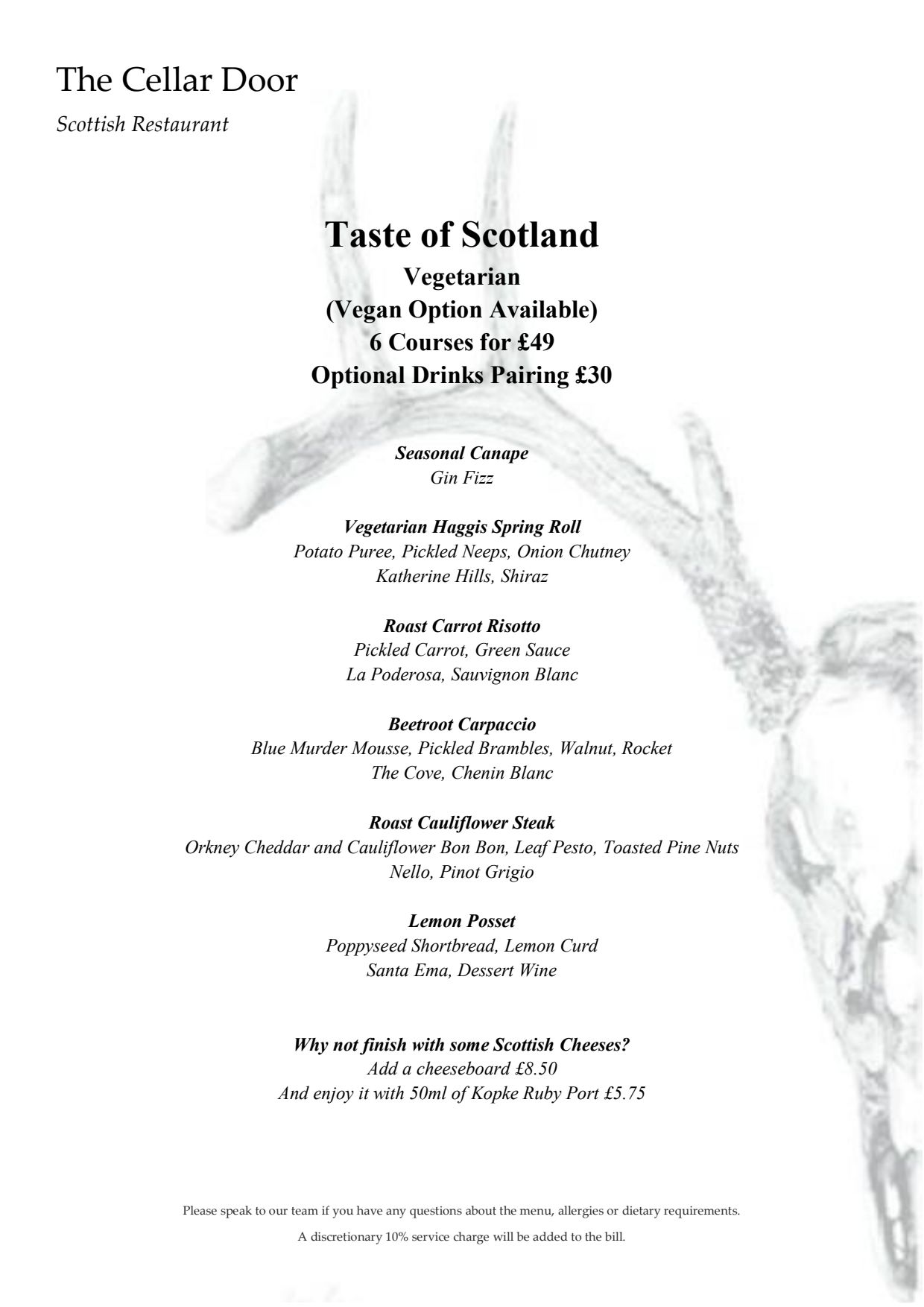 Menu 2024 The Cellar Door in Edinburgh TheFork