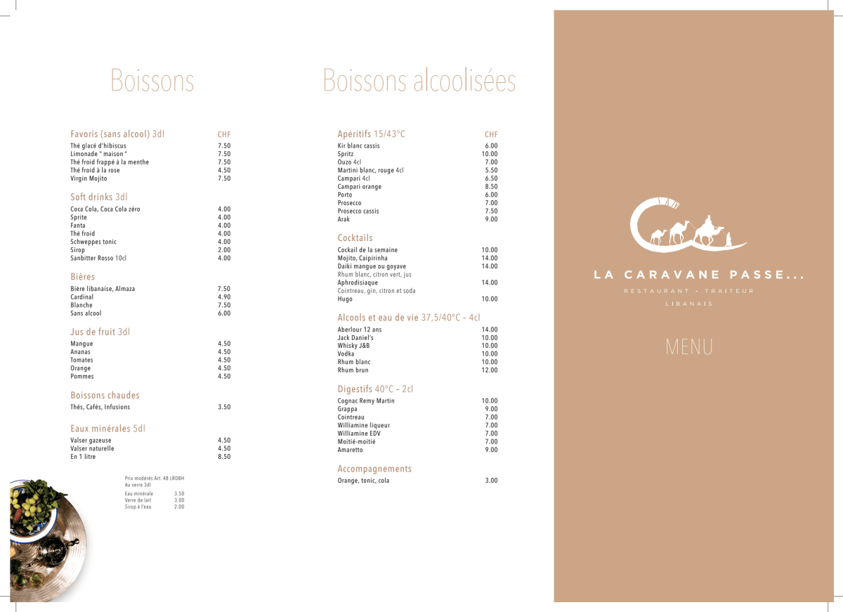 La Caravane Passe - Genève menu