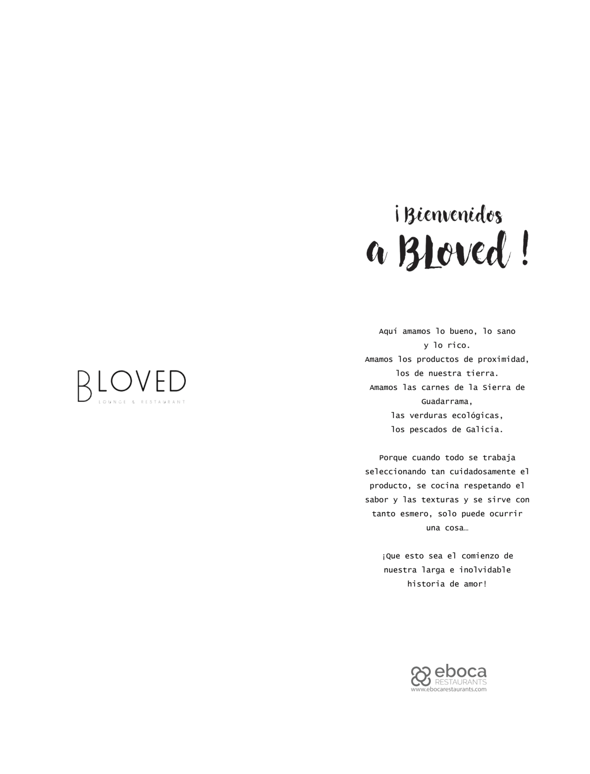 BLoved by Eboca menu