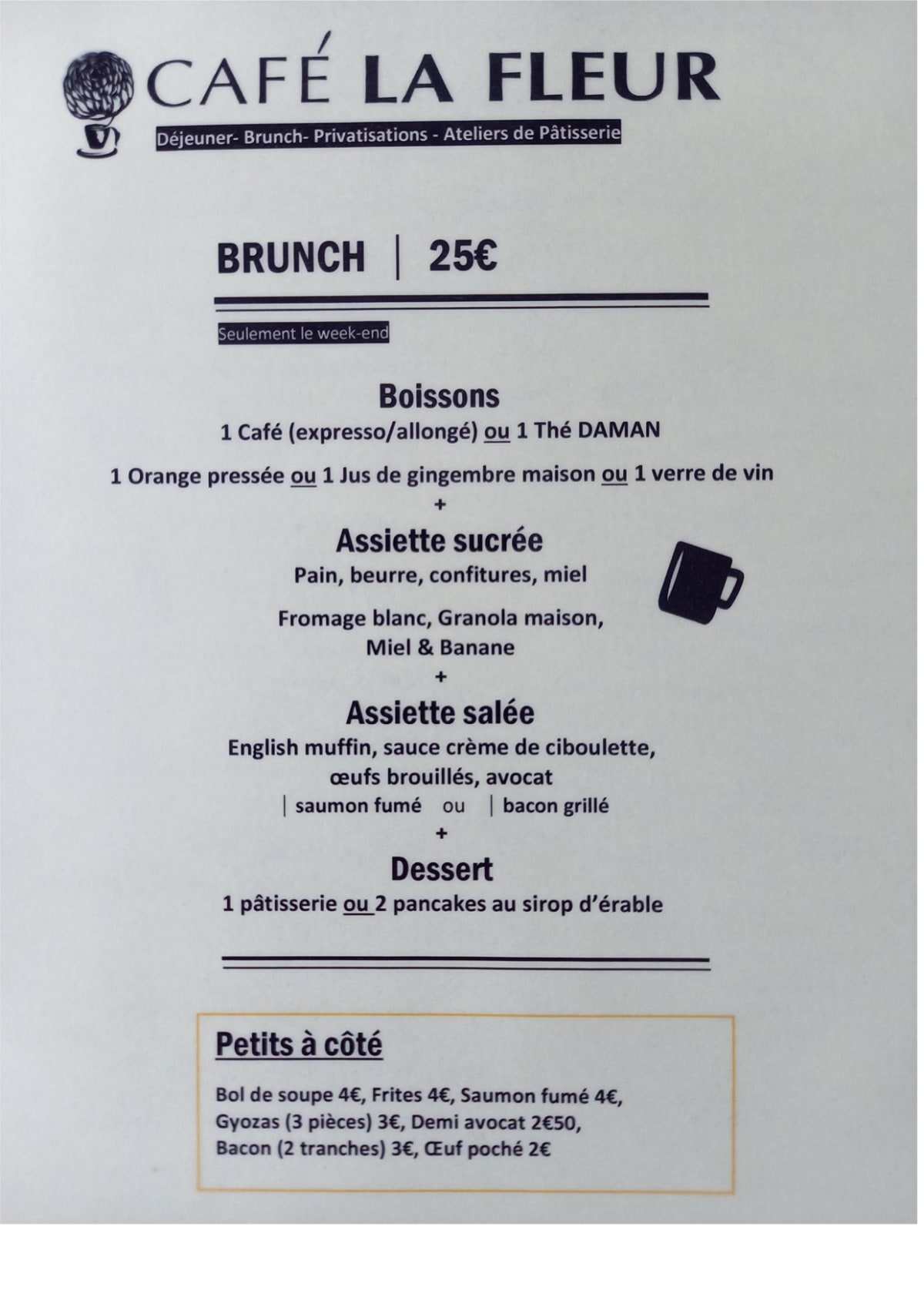 Carte et Menus 2024 Café La Fleur à Puteaux TheFork