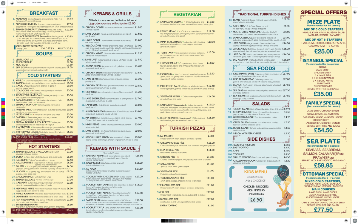 Carte et Menus 2023 Istanbul Restaurant Dalston à Londres TheFork