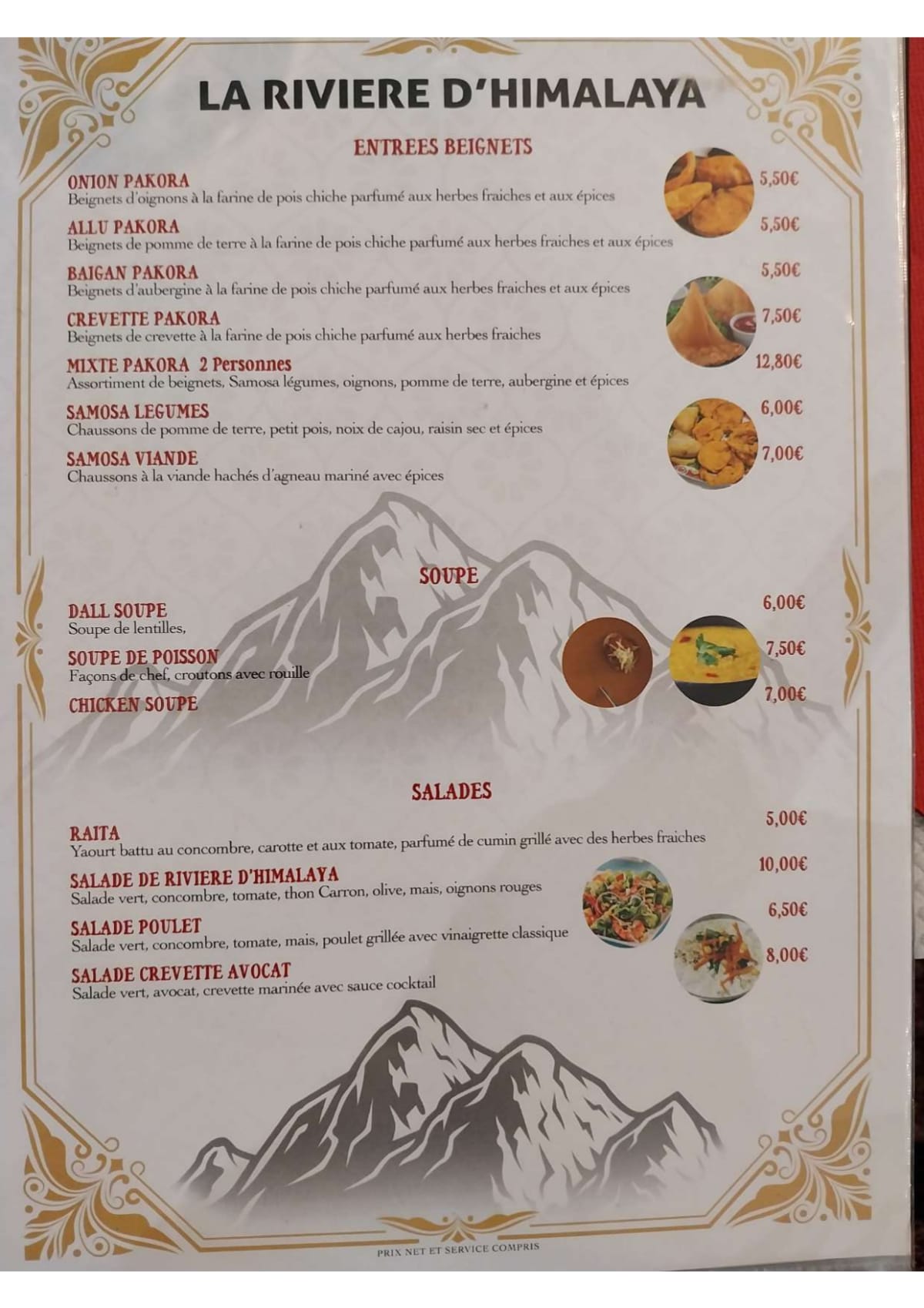 Rivières d'Himalaya menu