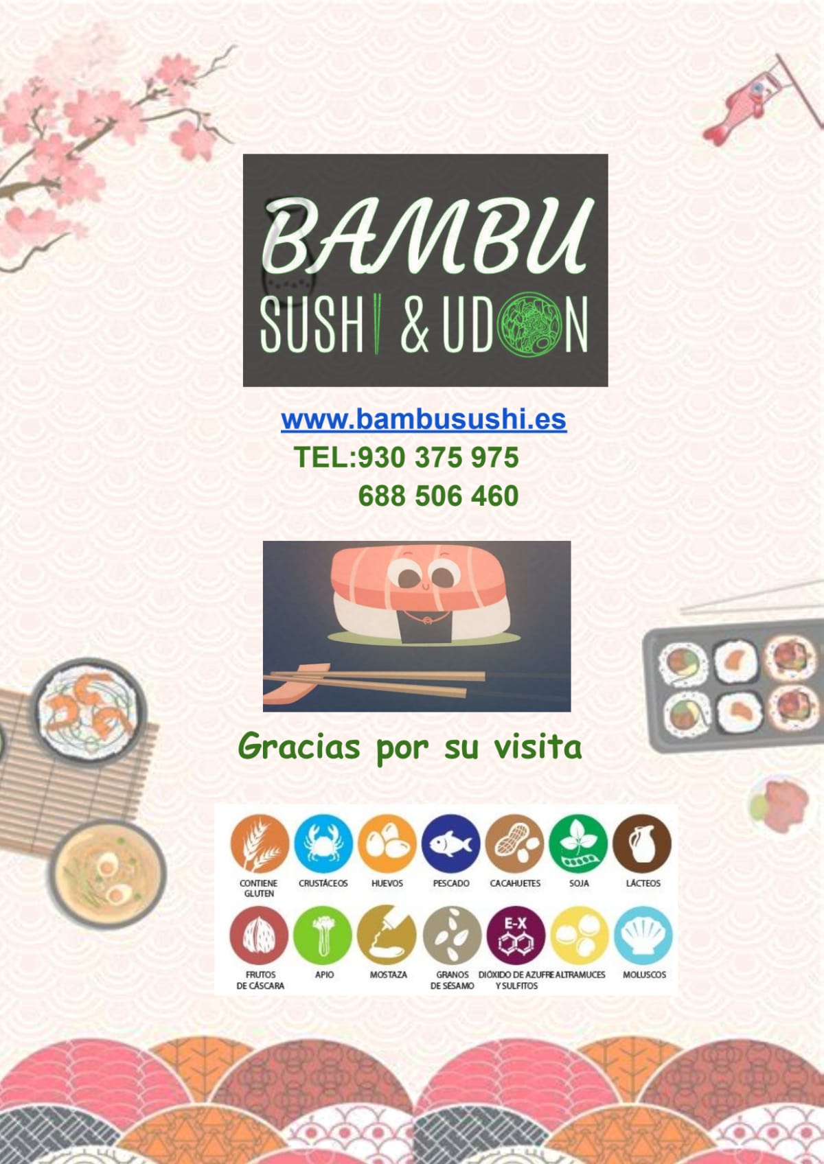 Bambú sushi & Udon menu