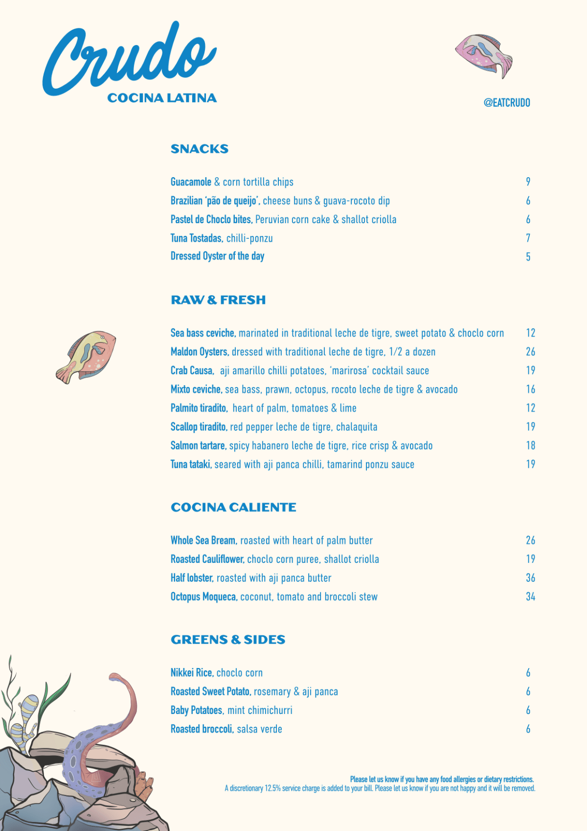 Menus 2024 Crudo Seven Dials in London TheFork