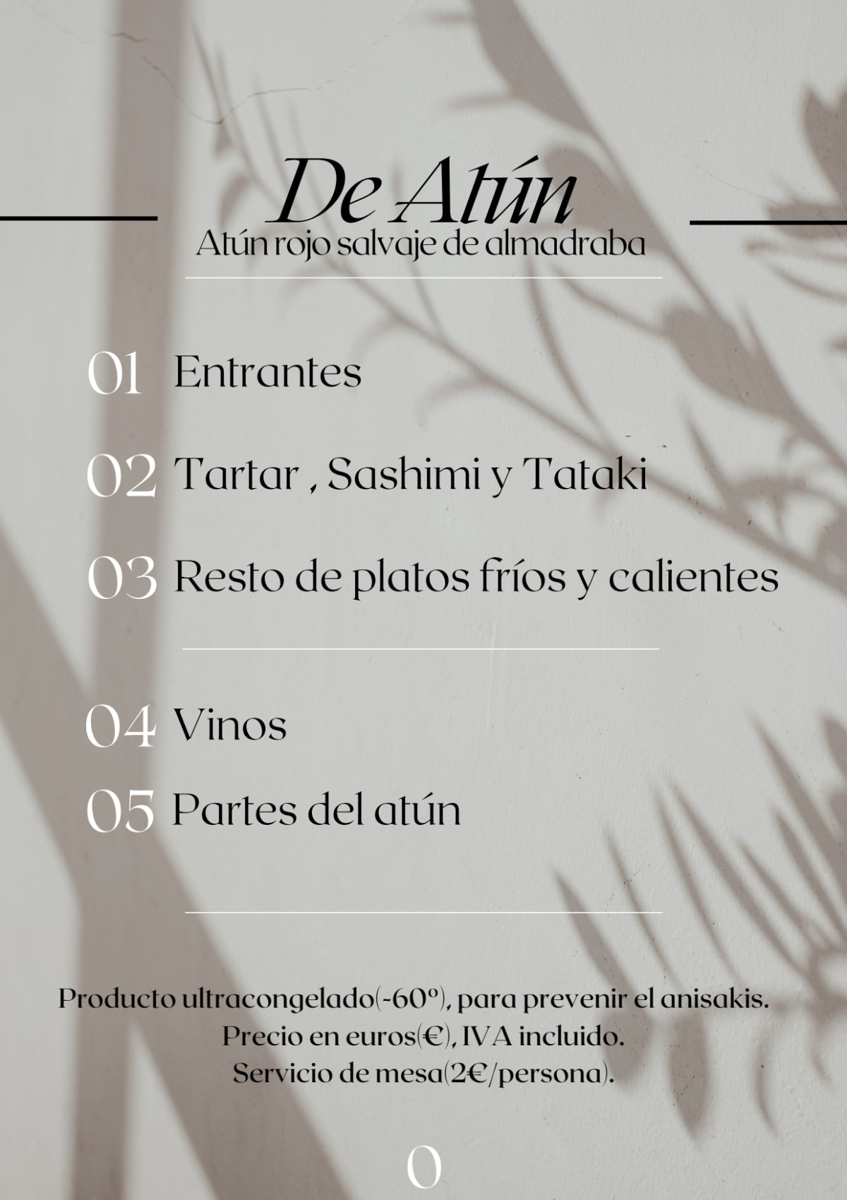 Deatún Ponzano menu