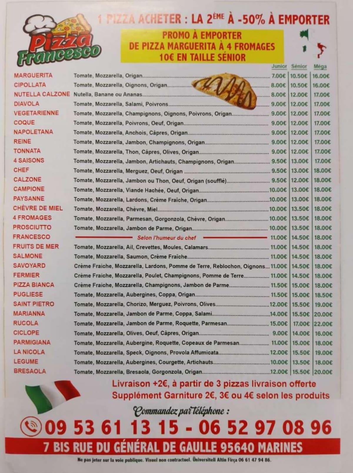 Francesco's menu store