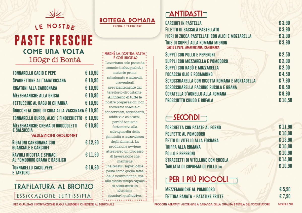 Bottega Romana  - Cucina e Tradizione menu