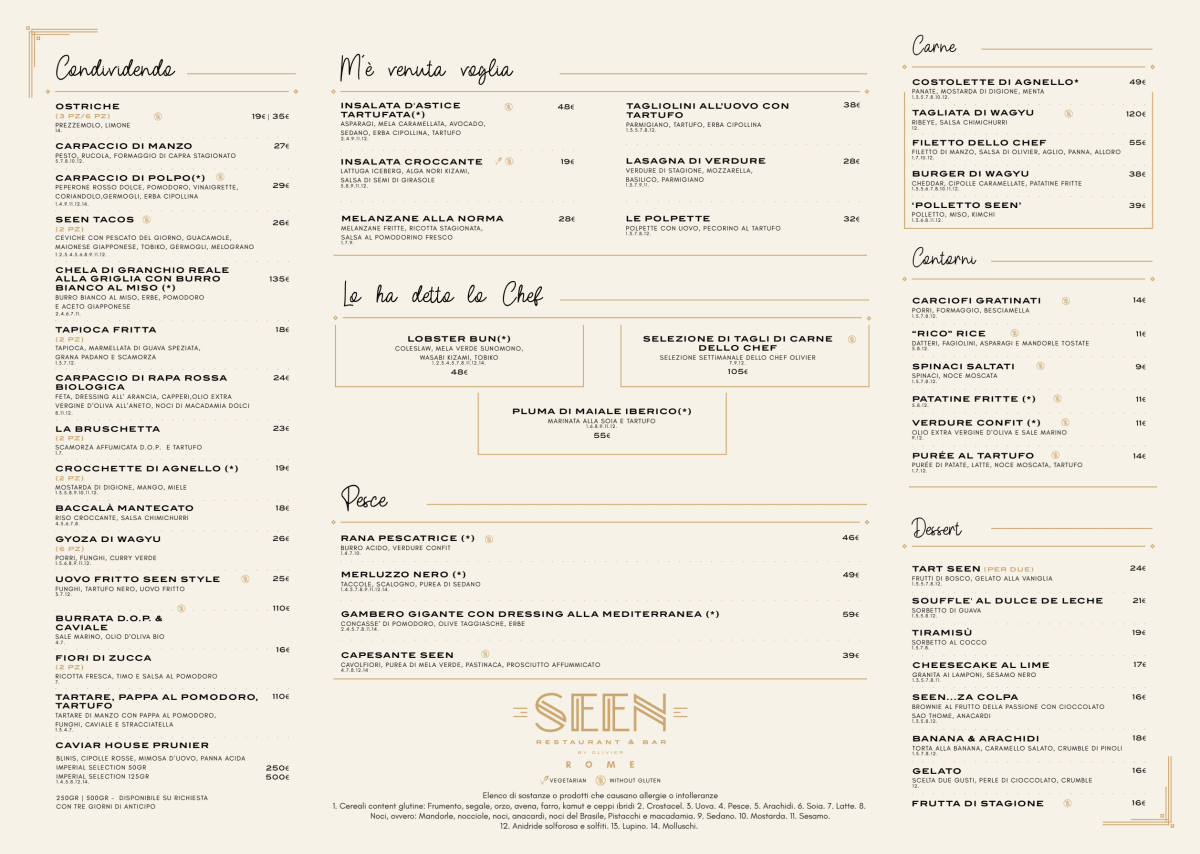 Menu 2023 SEEN ROME in Rome TheFork