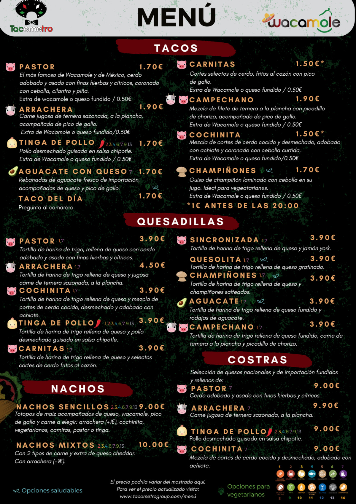 Wacamole - Caballero de Gracia menu