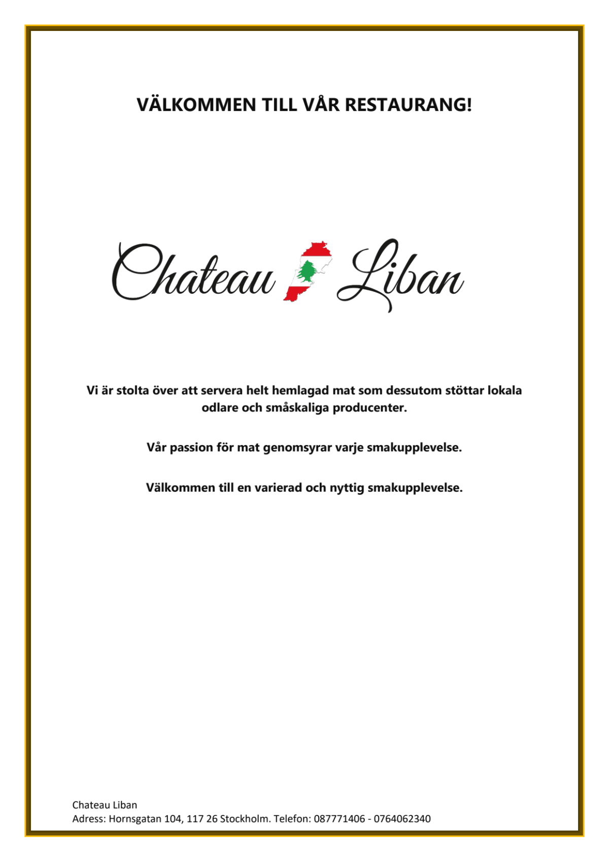 Chateau Liban menu