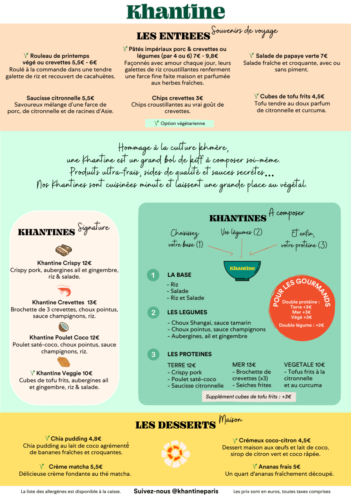 Khantine par le petit cambodge menu