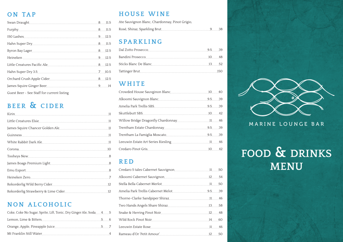 Menu 2023 Marine Lounge Bar In Fremantle WA TheFork