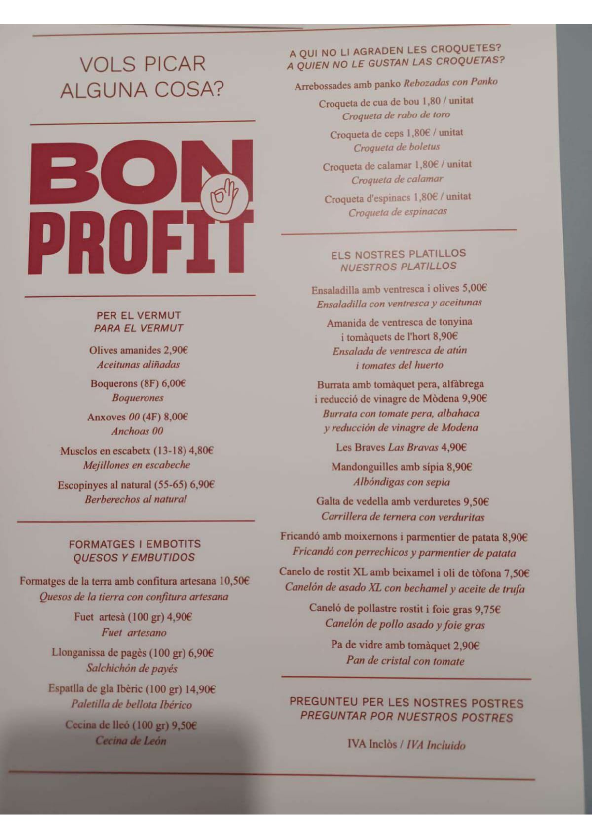 Mimo-Bar de vins i platillos menu