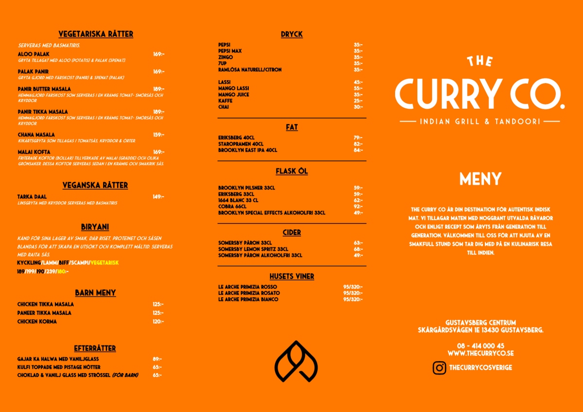 Menu 2024 - The Curry Co. in Gustavsberg | TheFork