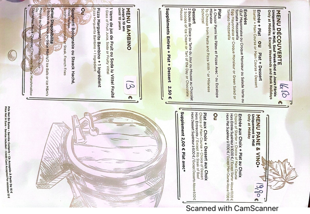 Menu 2024 Pane e Vino in Clichy TheFork