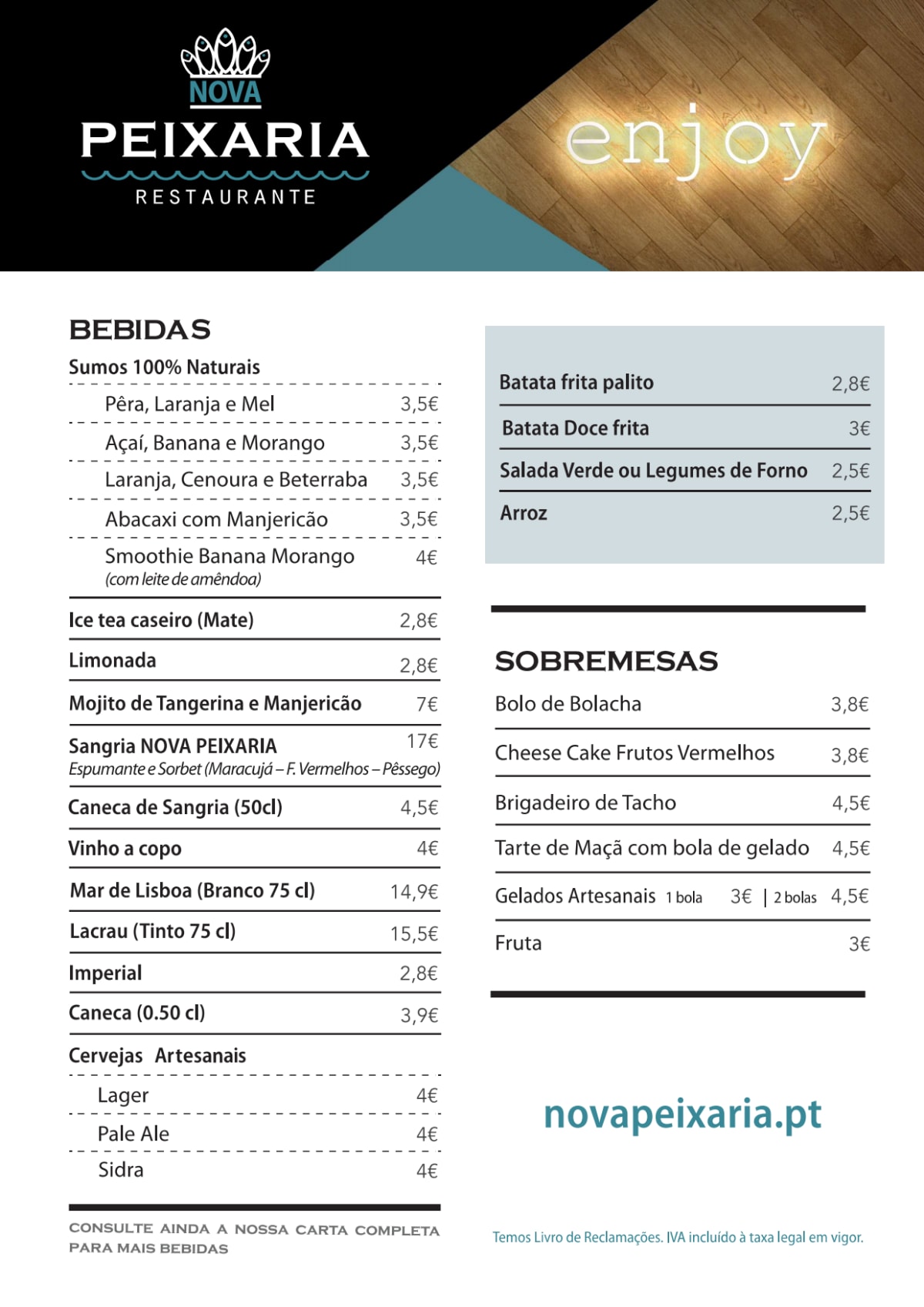 Nova Peixaria menu