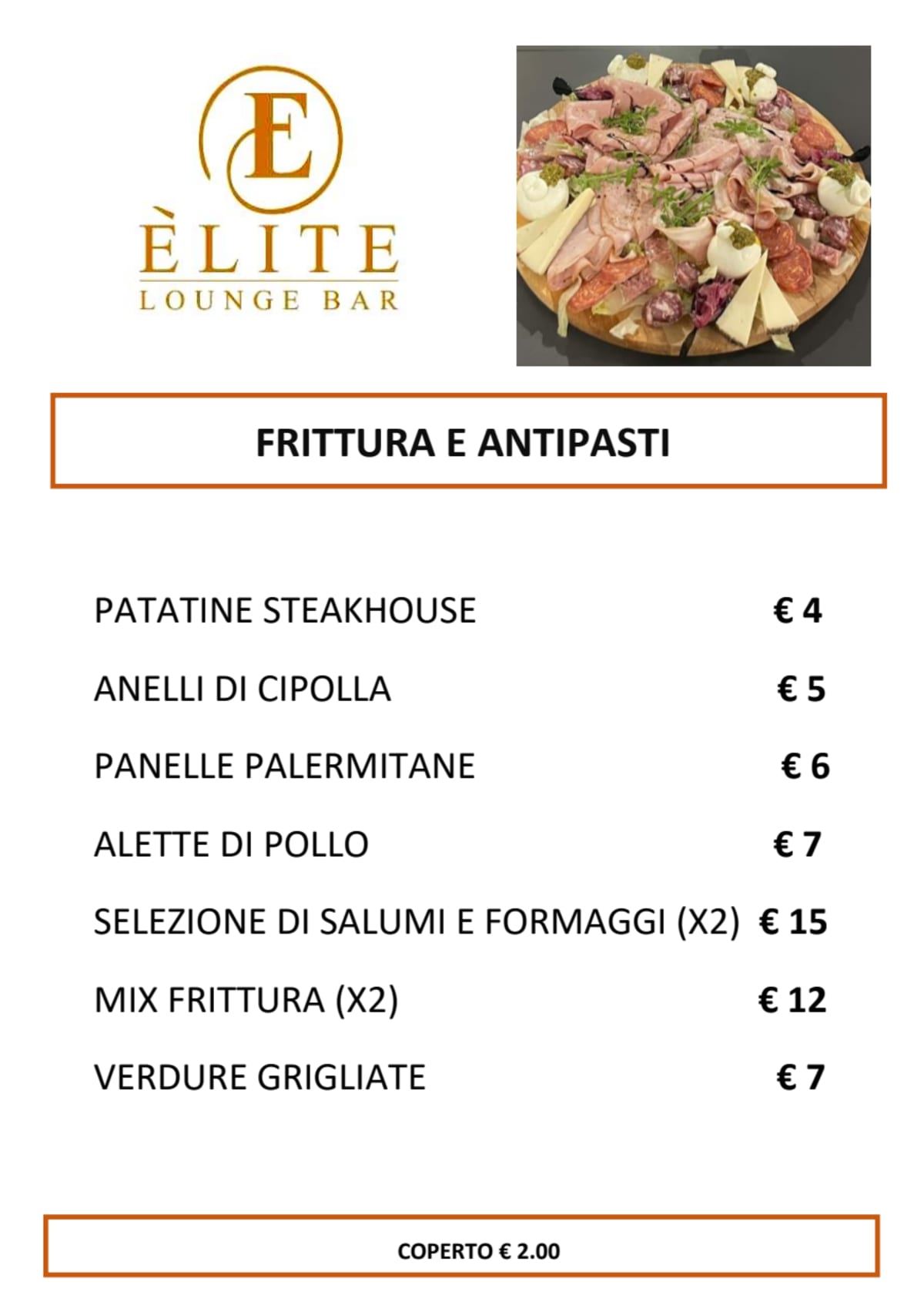 Carta y menù 2024 Actualizados Élite Lounge Bar en Noto TheFork