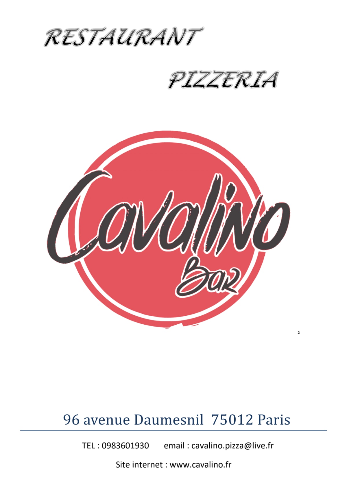 Cavalino menu