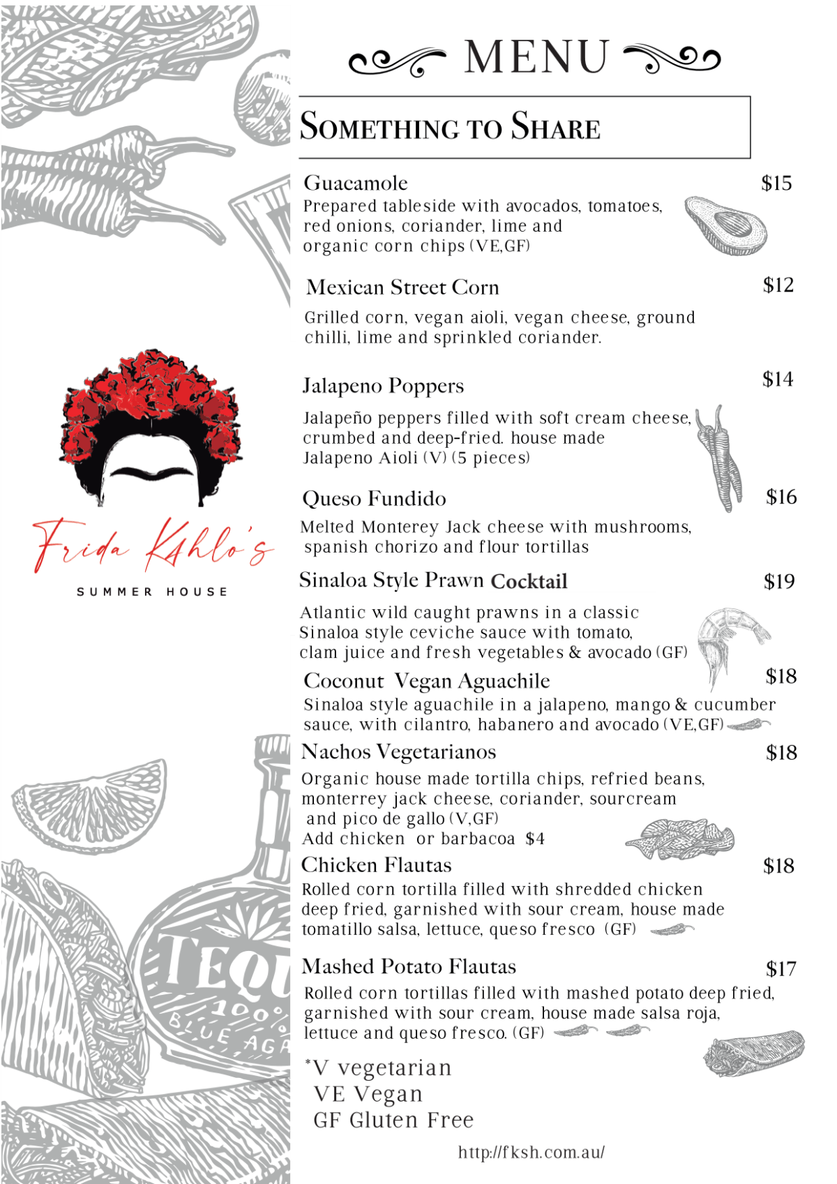 Carte et Menus 2023 Frida Kahlo's Summer House à Kangaroo Point TheFork