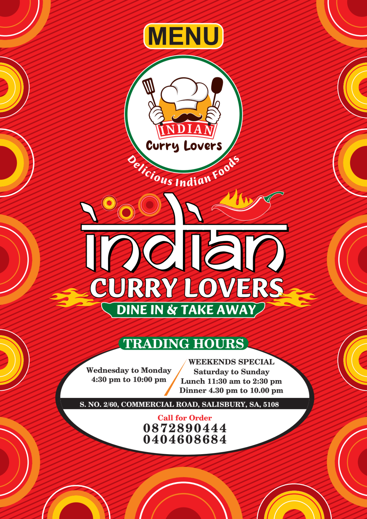 Menu 2023 Indian Curry lovers in Salisbury (SA) TheFork