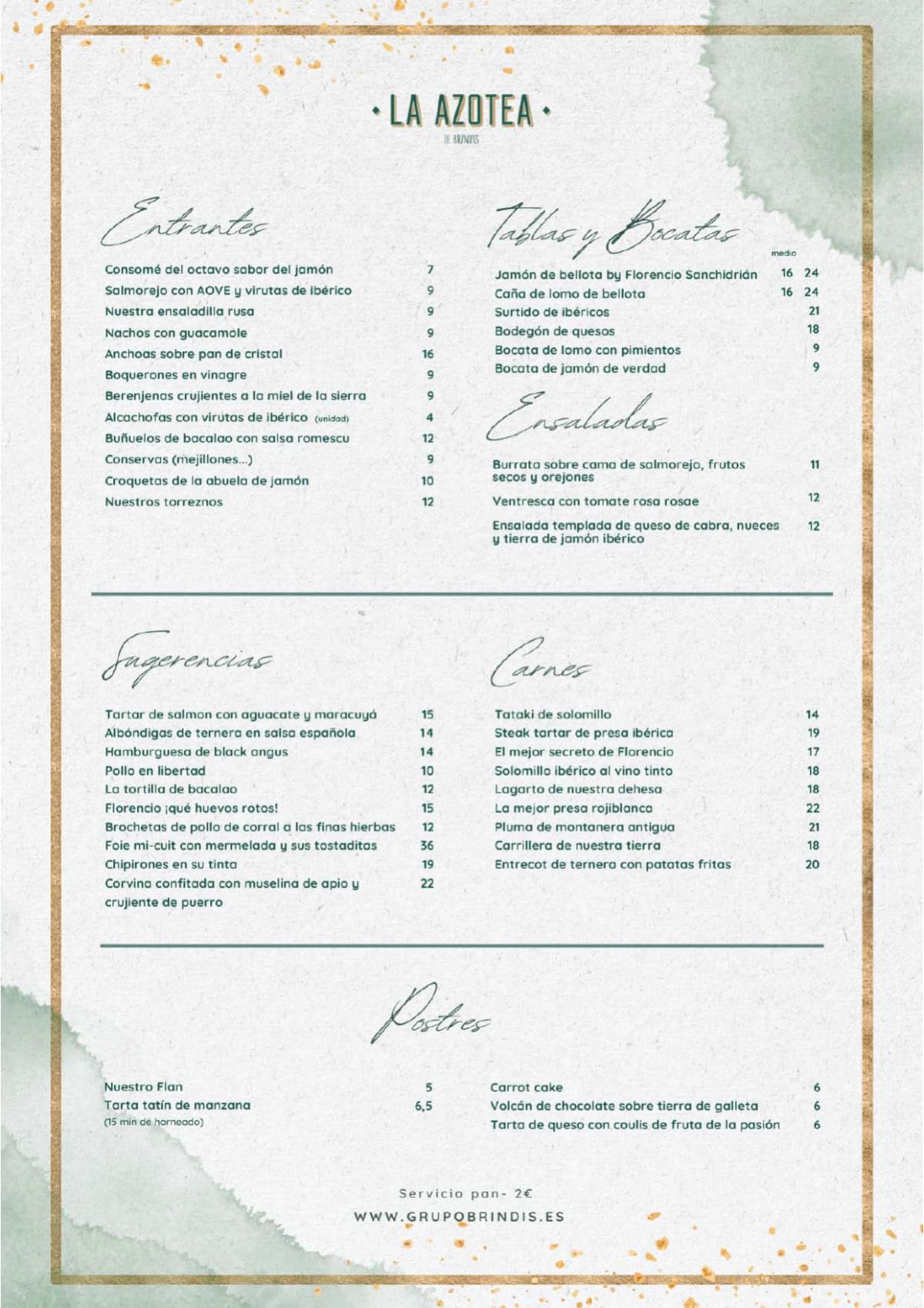 La Azotea de Brindis menu