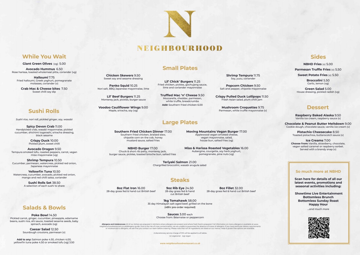 Menù completo e carta 2024 Neighbourhood Liverpool a Liverpool TheFork