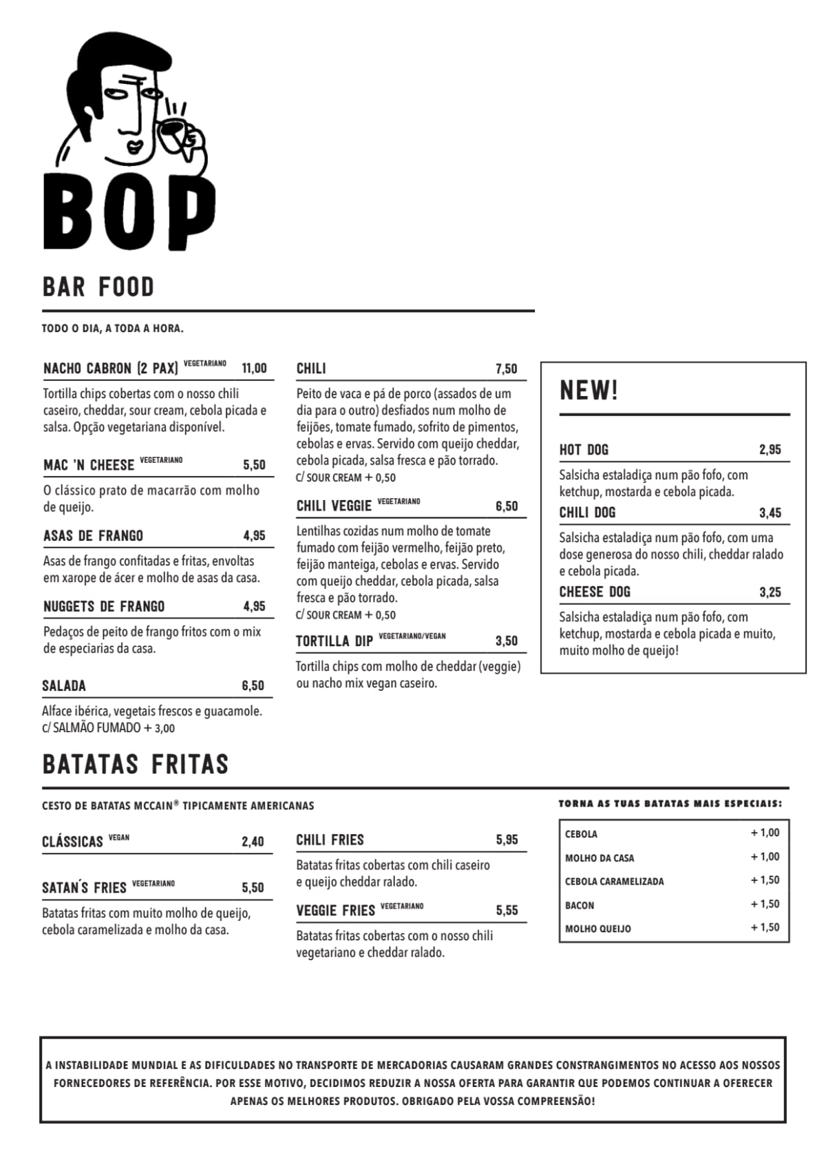 Bop menu