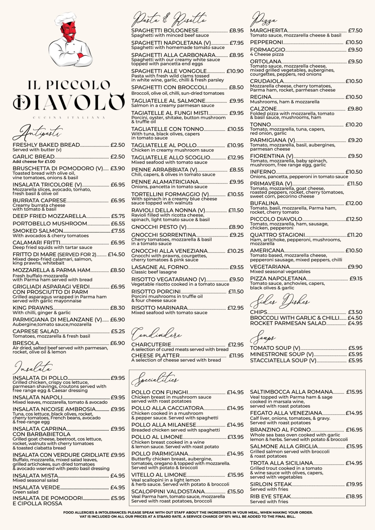 Menu 2024 Il Piccolo Diavolo in London TheFork
