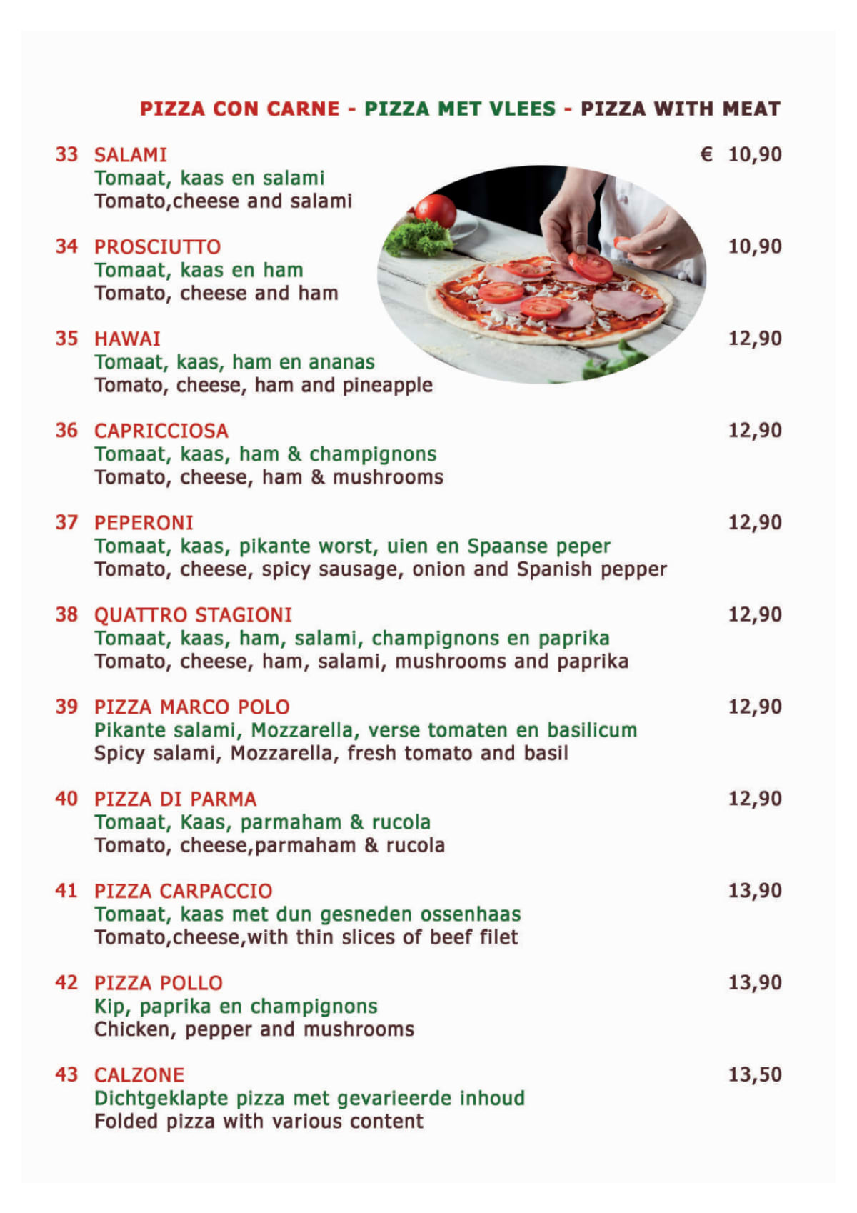 Marco Polo Pizzeria-Steakhouse menu