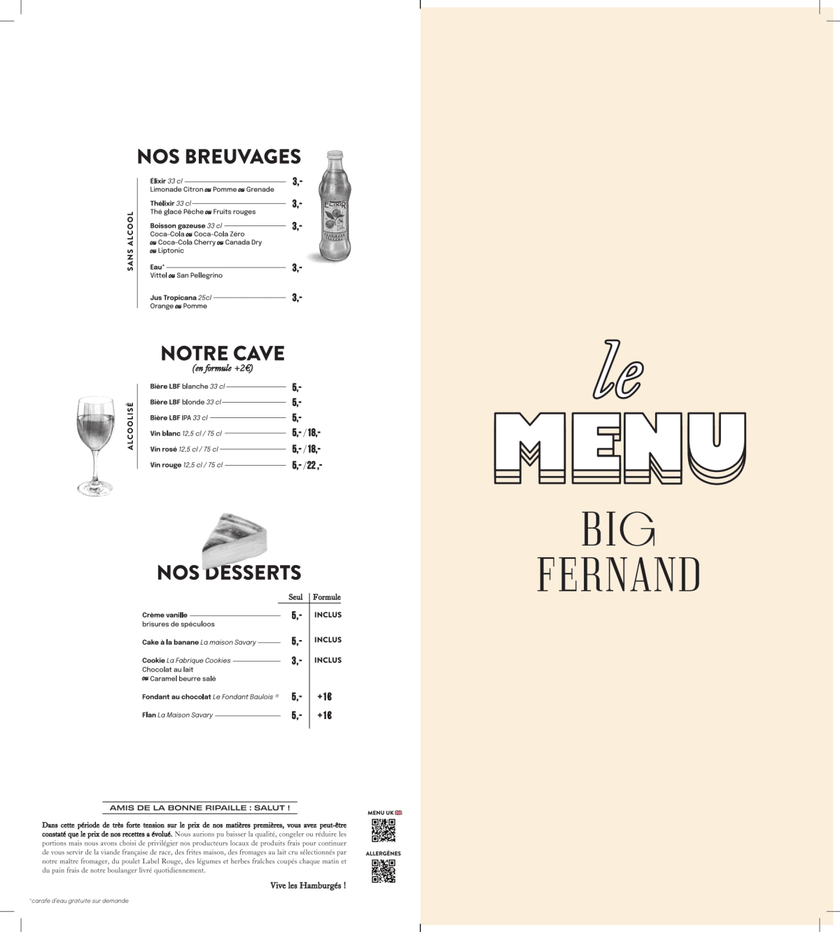 Big Fernand - Boulogne Billancourt menu