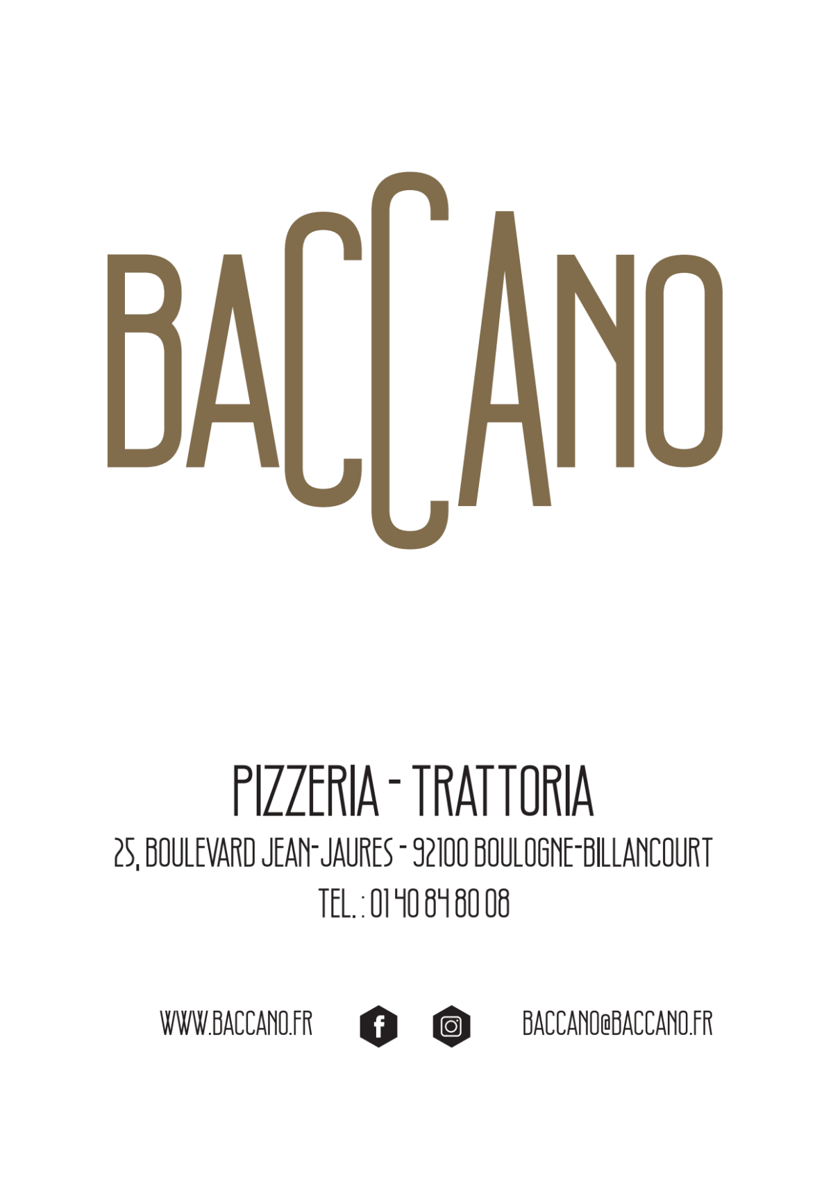 Baccano menu