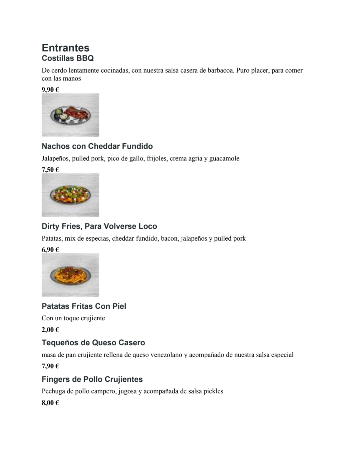 Menu 2024 Pickles Burger in Granada TheFork