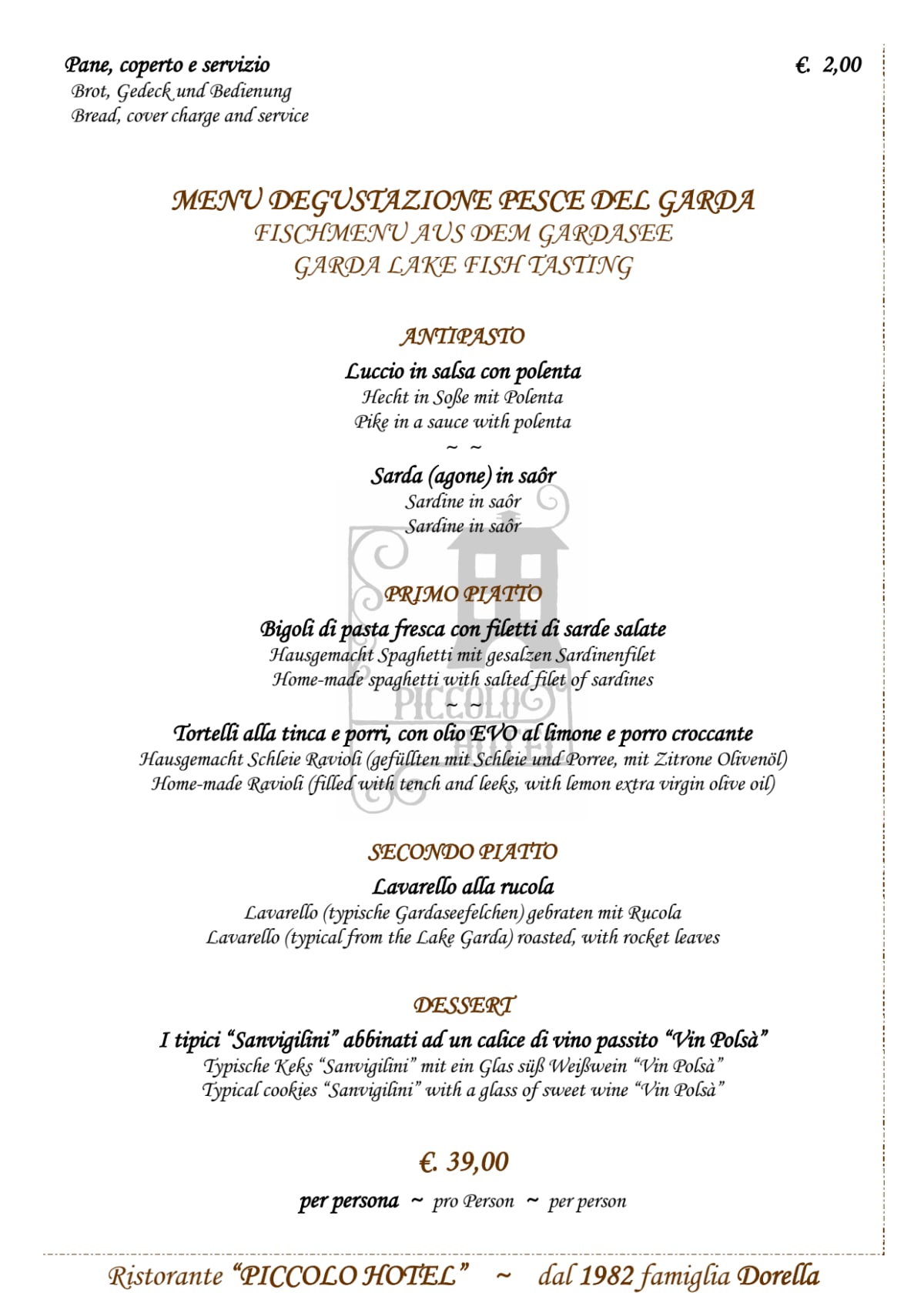 Menu 2024 Ristorante Piccolo Hotel in Garda TheFork